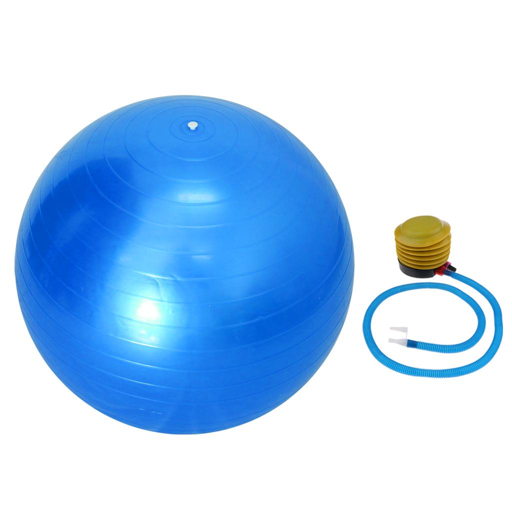 55cm Yoga Ball with Pump Anti Burst Exercise Balance Workout Fitness Blue