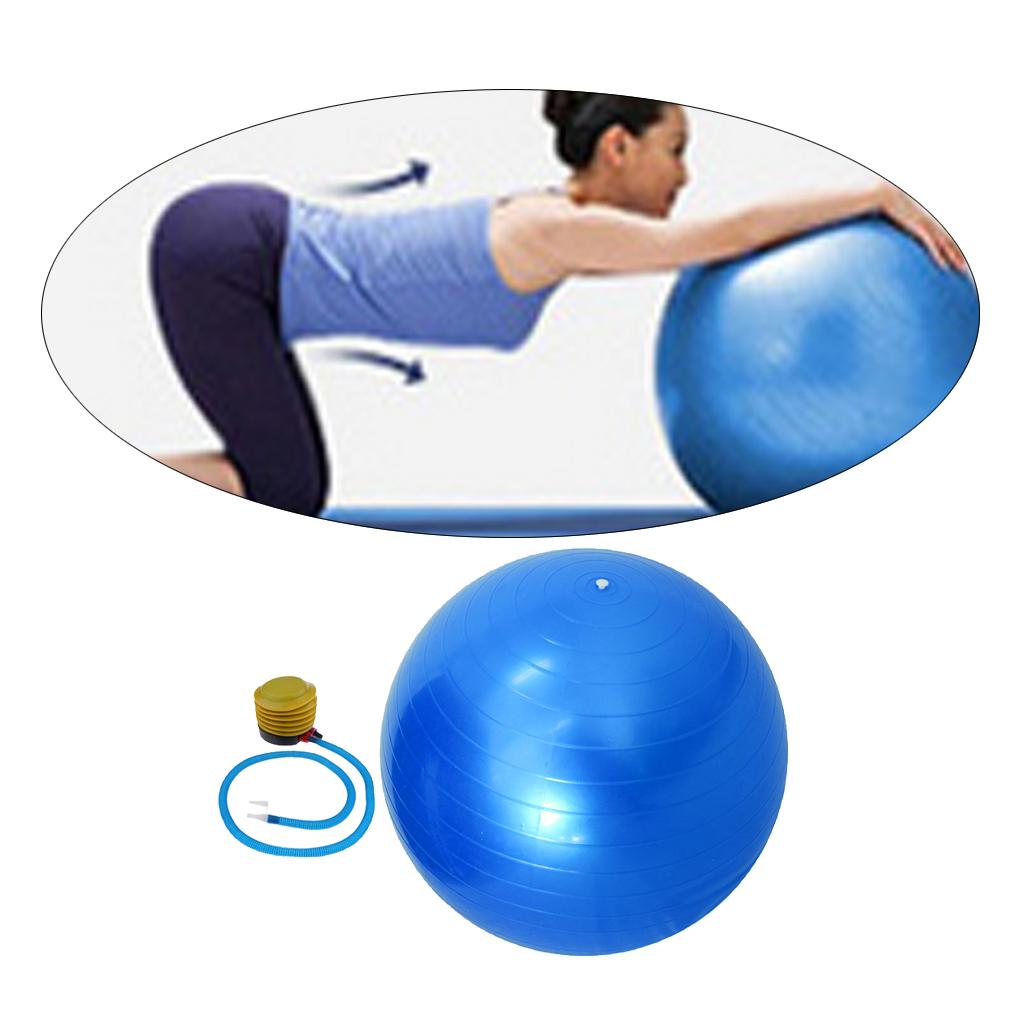 55cm Yoga Ball with Pump Anti Burst Exercise Balance Workout Fitness Blue