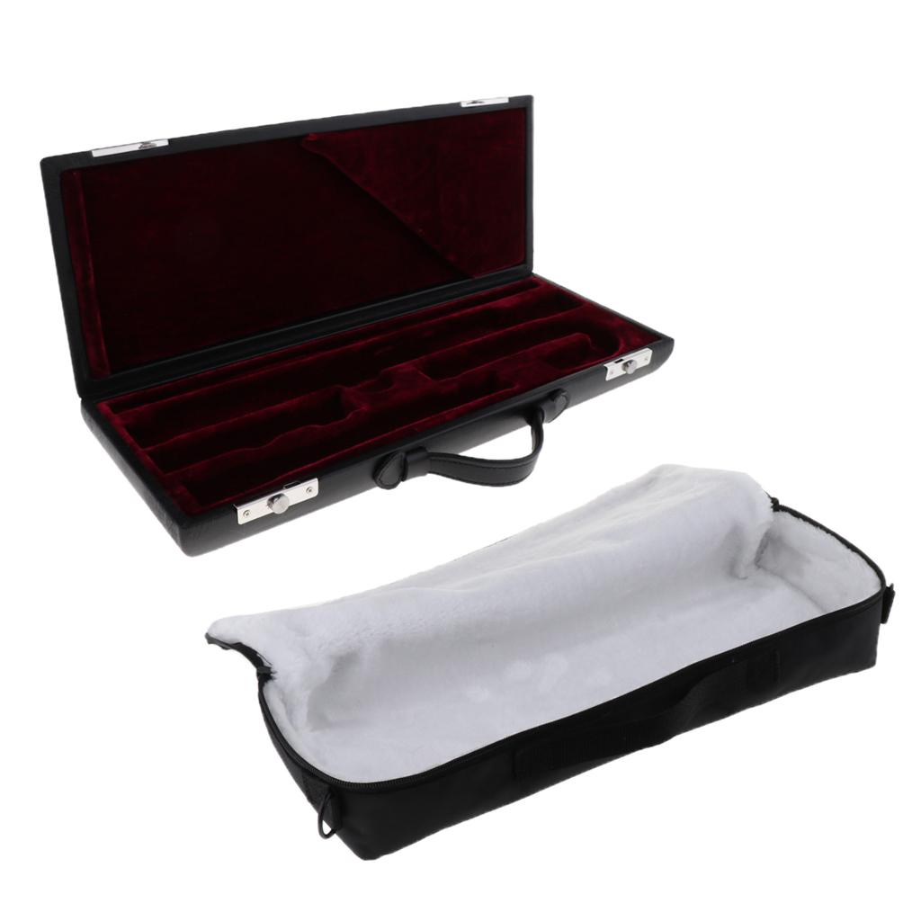 Black Flute Wooden Carry Padded Case with Storage Gig Bag Handbag