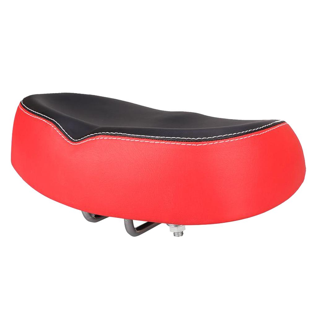 Universal PU Seat Mountain Bike Bicycle Saddle Soft Big Bum Noseless red