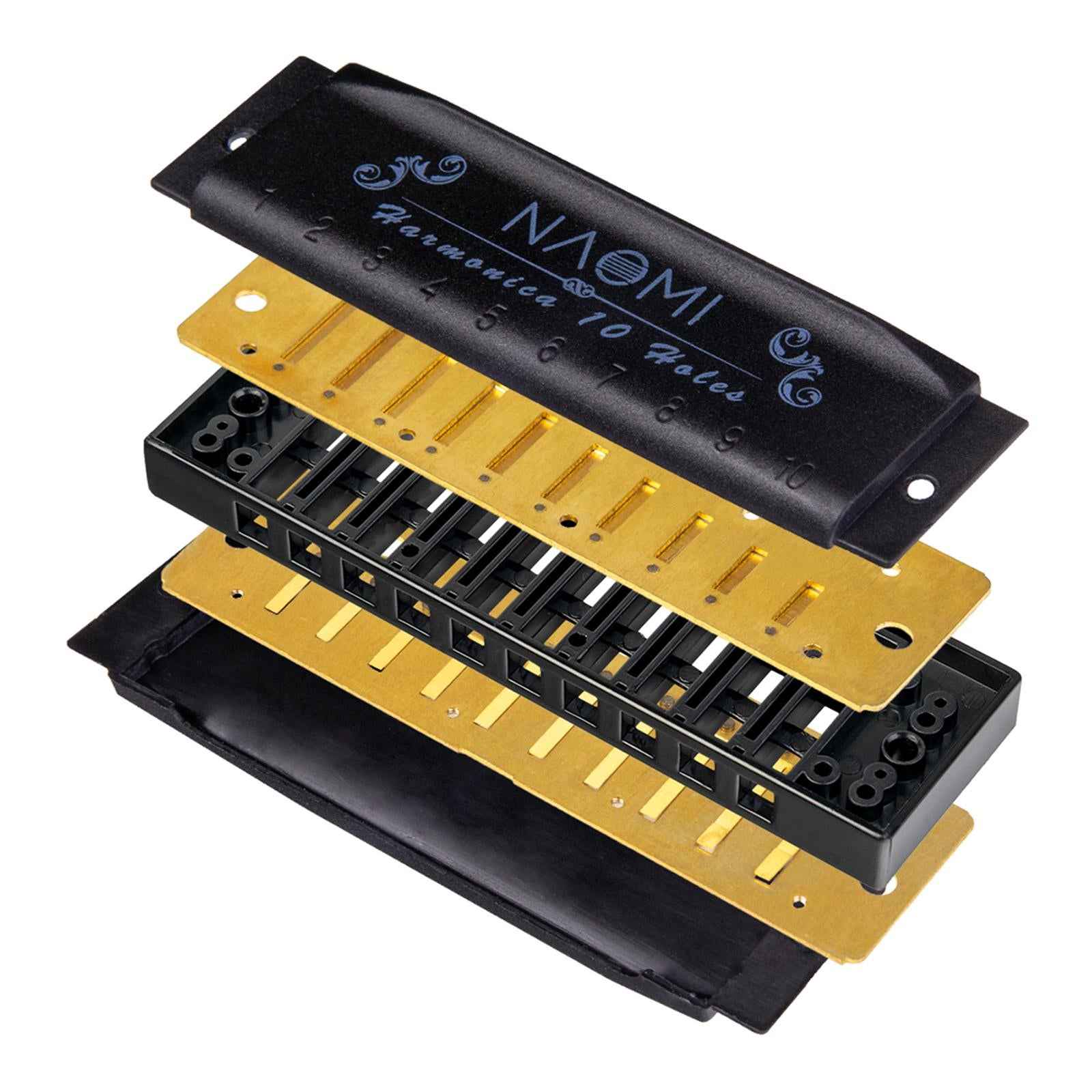 Portable 10-Hole Diatonic Blues Harmonica Key of C D G 3 Tone