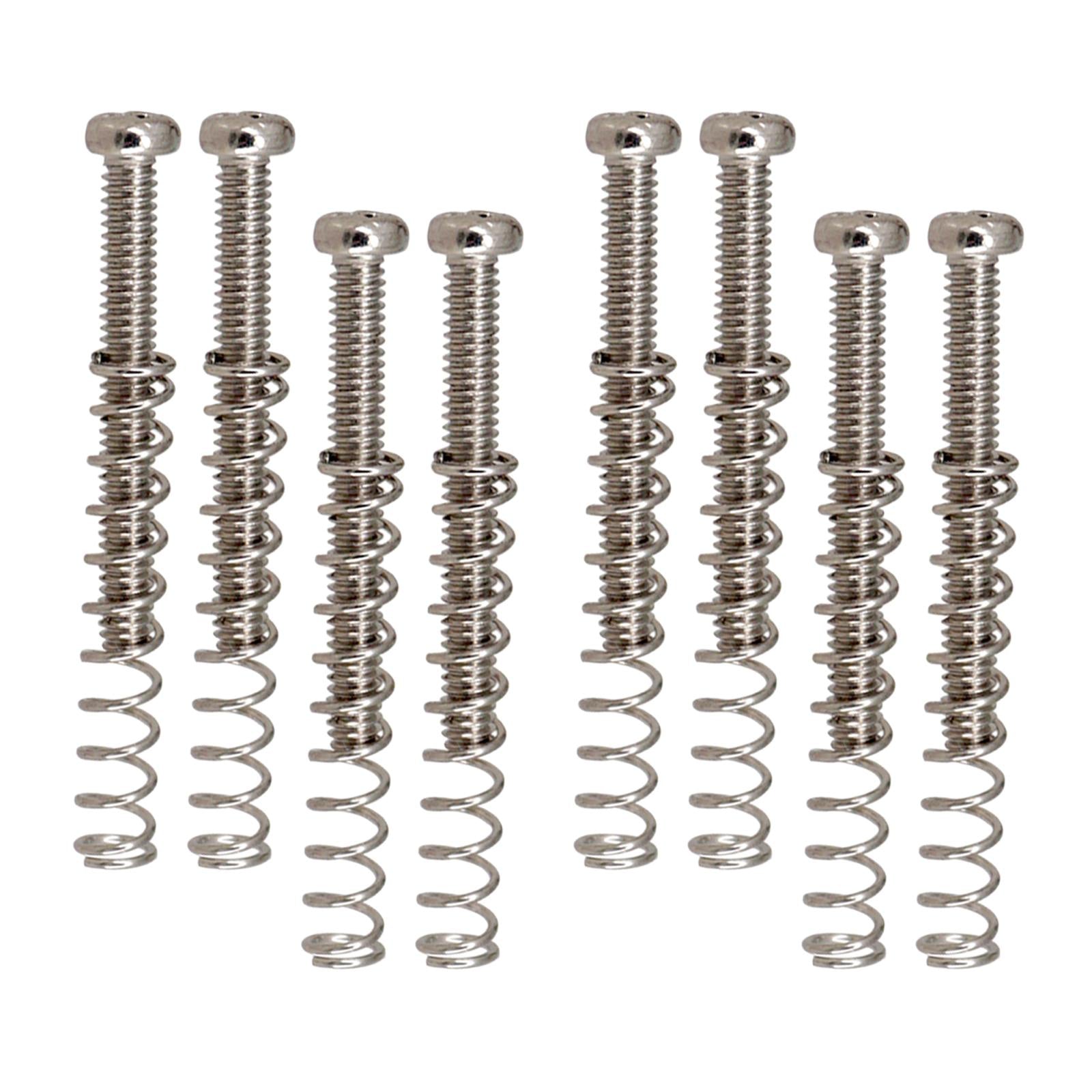 8 Pieces Double Coil Pickup Frame Screws Springs Potable for Guitar Parts Argent