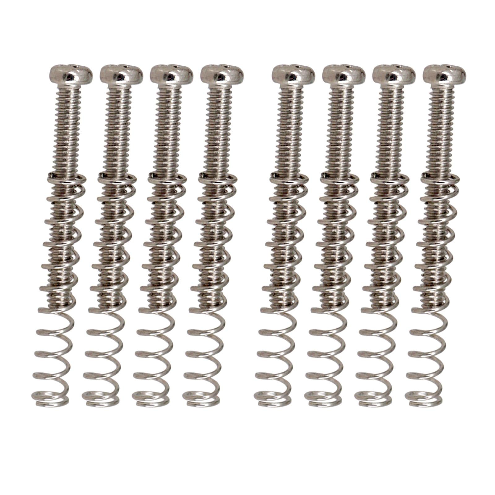 8 Pieces Double Coil Pickup Frame Screws Springs Potable for Guitar Parts Argent