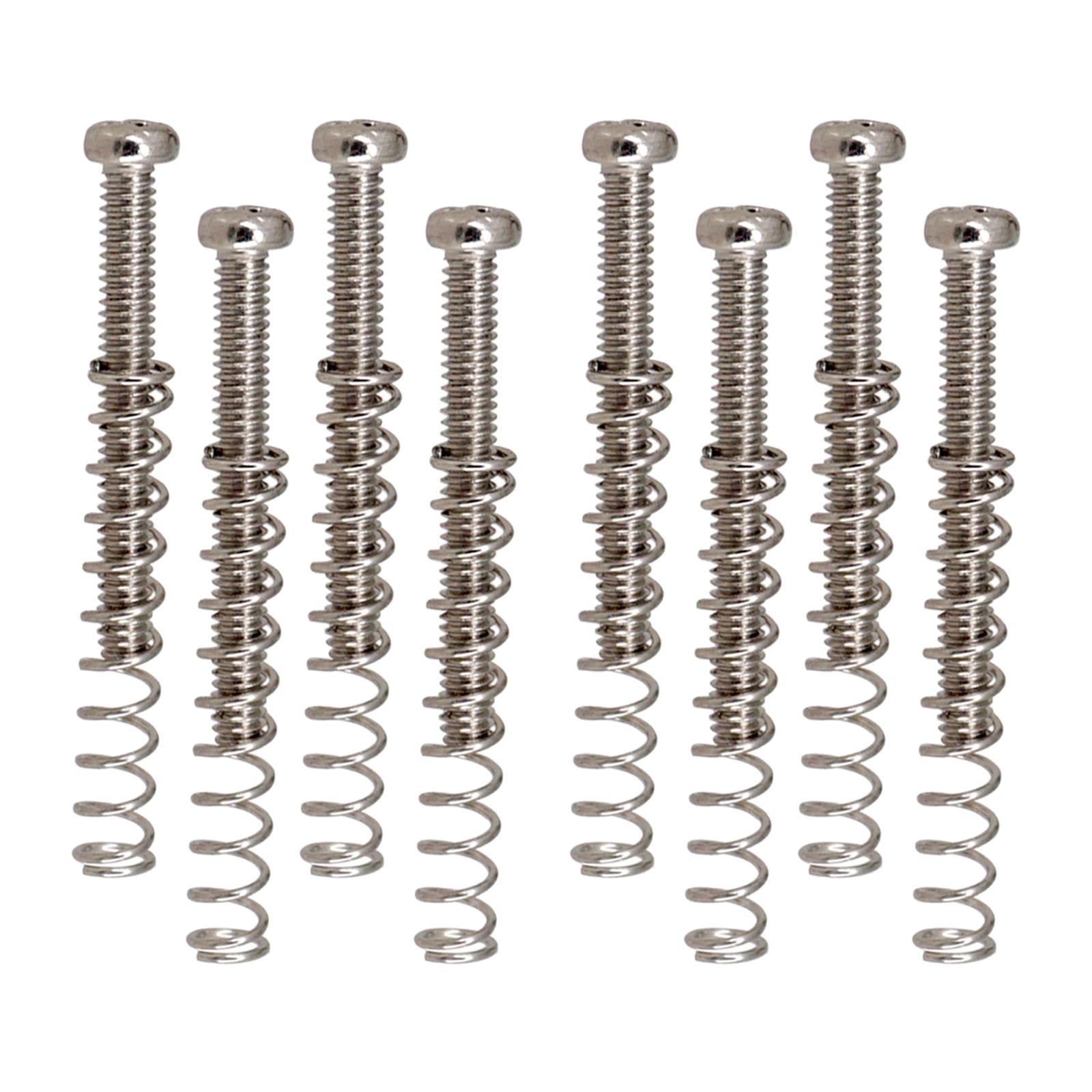 8 Pieces Double Coil Pickup Frame Screws Springs Potable for Guitar Parts Argent