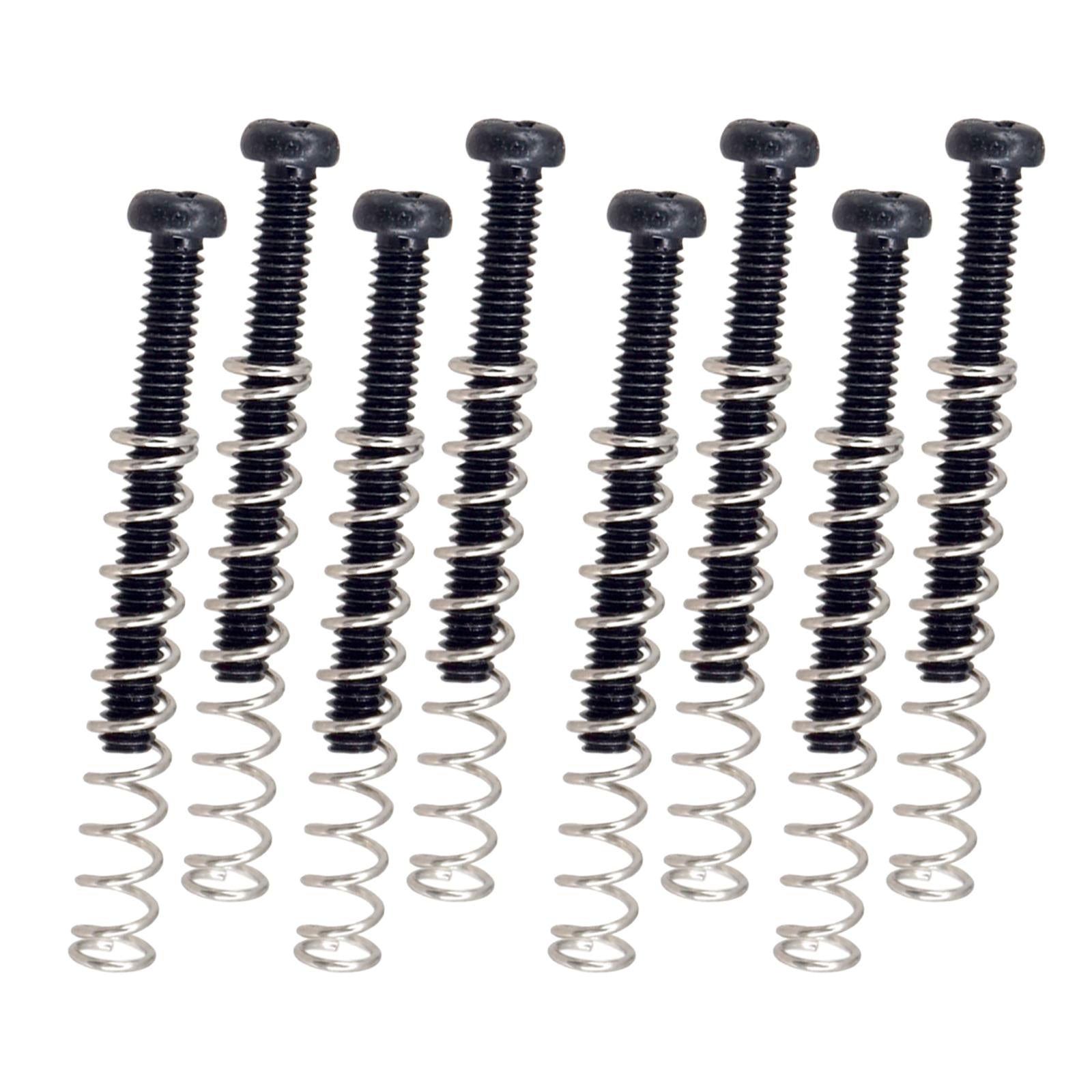 8 Pieces Double Coil Pickup Frame Screws Springs Potable for Guitar Parts Black