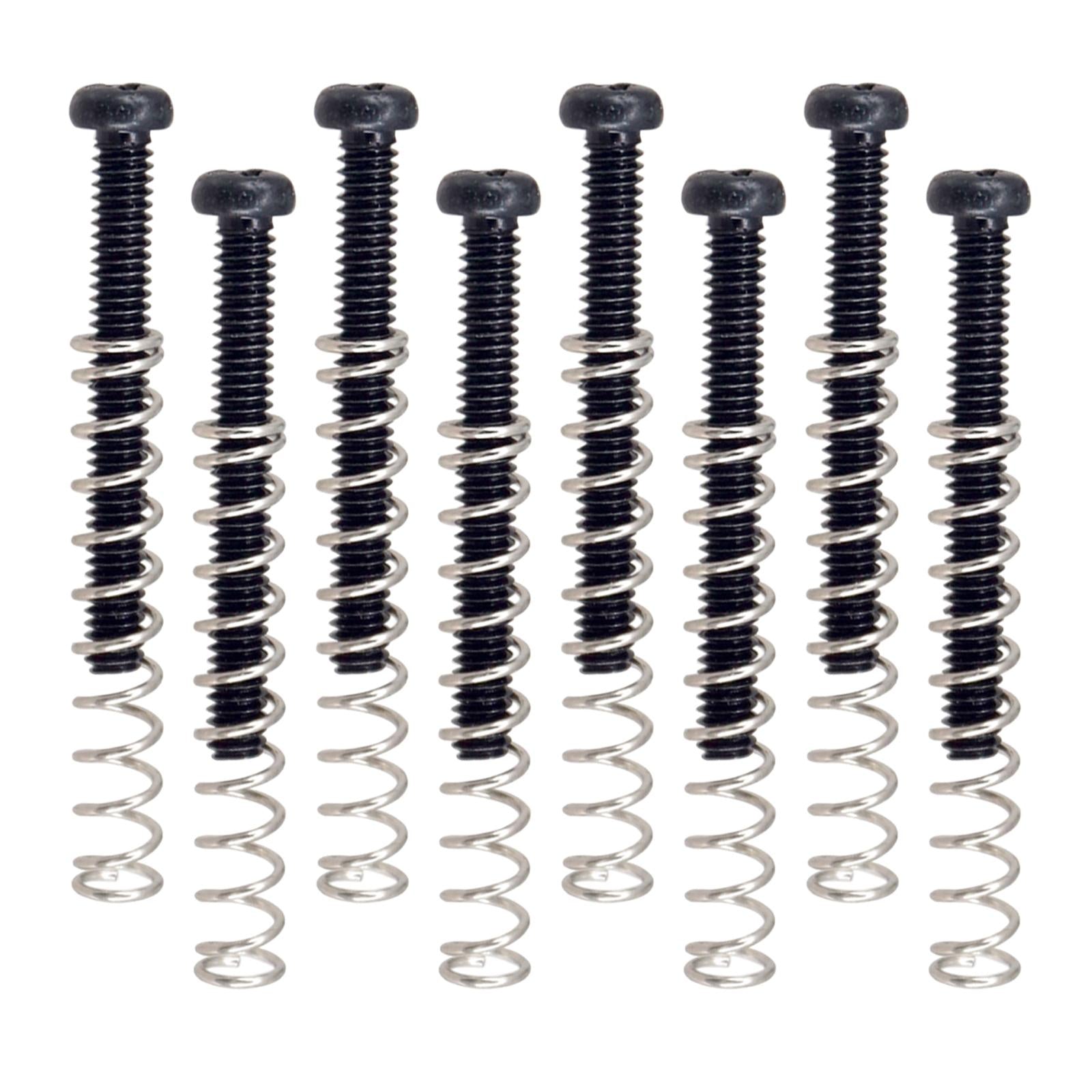 8 Pieces Double Coil Pickup Frame Screws Springs Potable for Guitar Parts Black