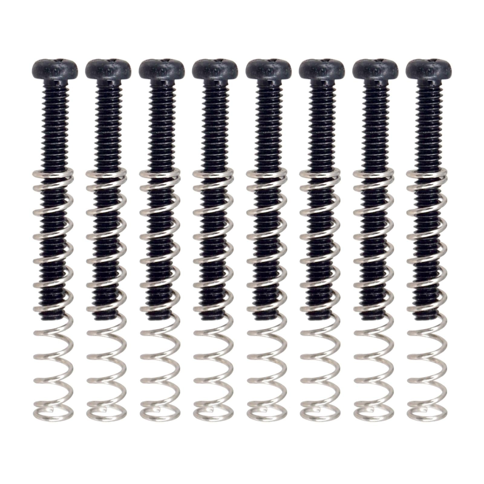 8 Pieces Double Coil Pickup Frame Screws Springs Potable for Guitar Parts Black