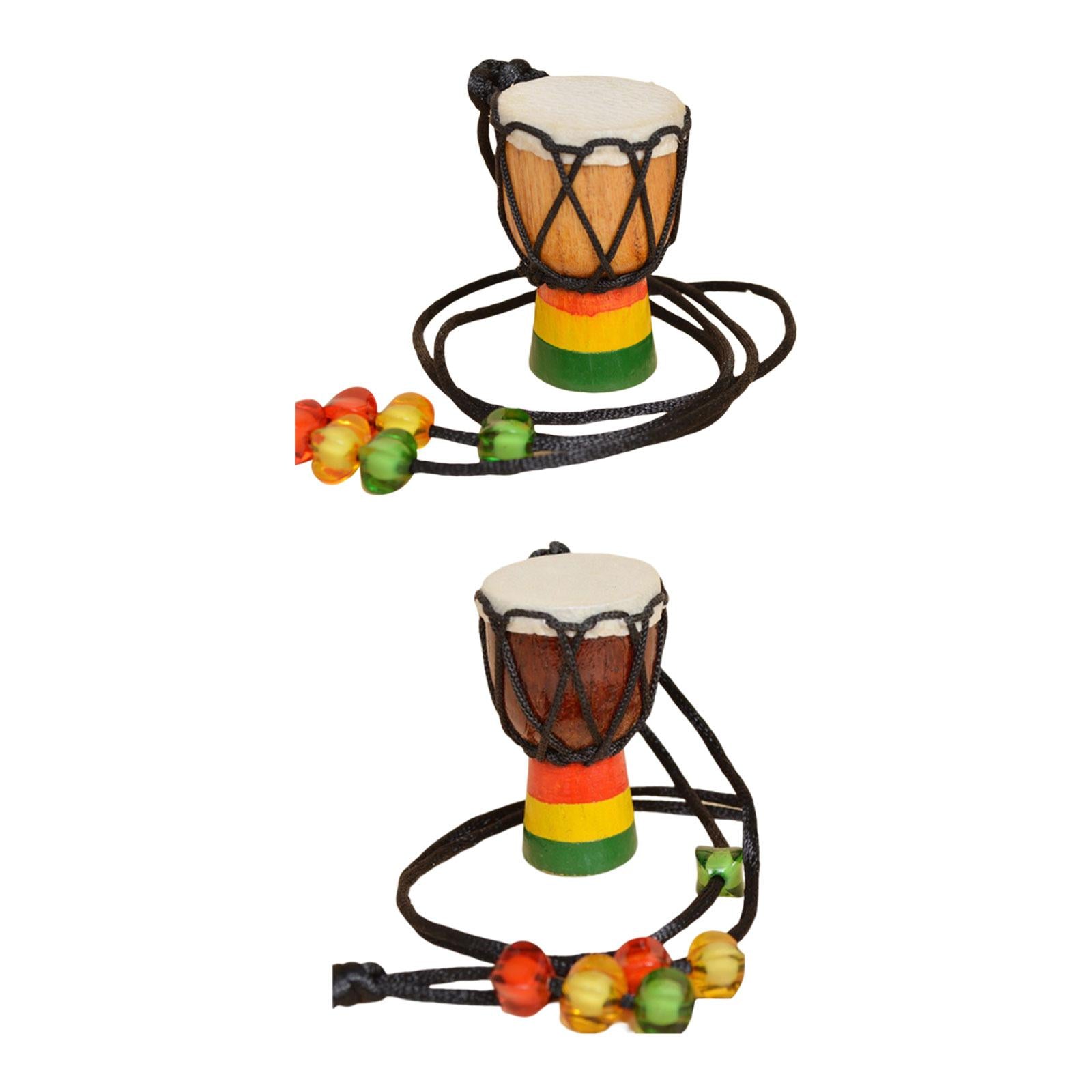 Wood Djembe Pendant Instrument Hand Drums Neck Hanging for Party Supplies Wood