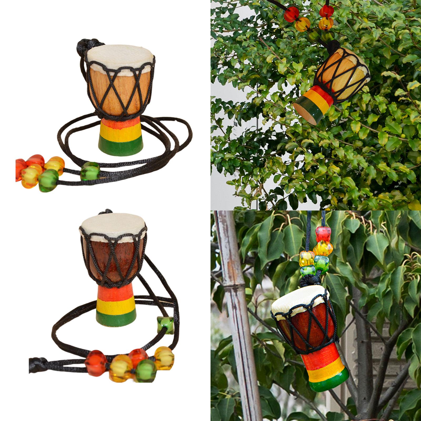 Wood Djembe Pendant Instrument Hand Drums Neck Hanging for Party Supplies Wood