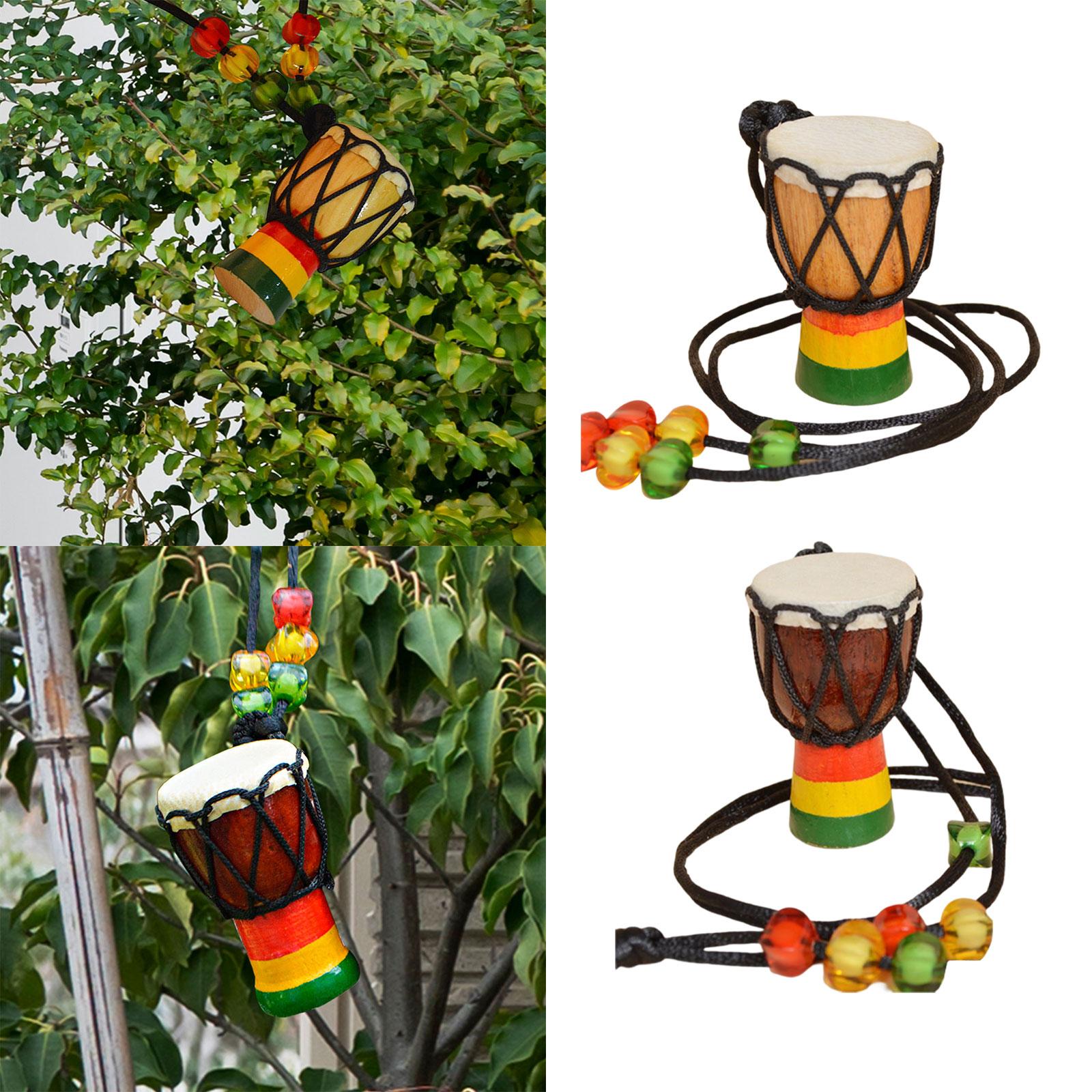 Wood Djembe Pendant Instrument Hand Drums Neck Hanging for Party Supplies Wood