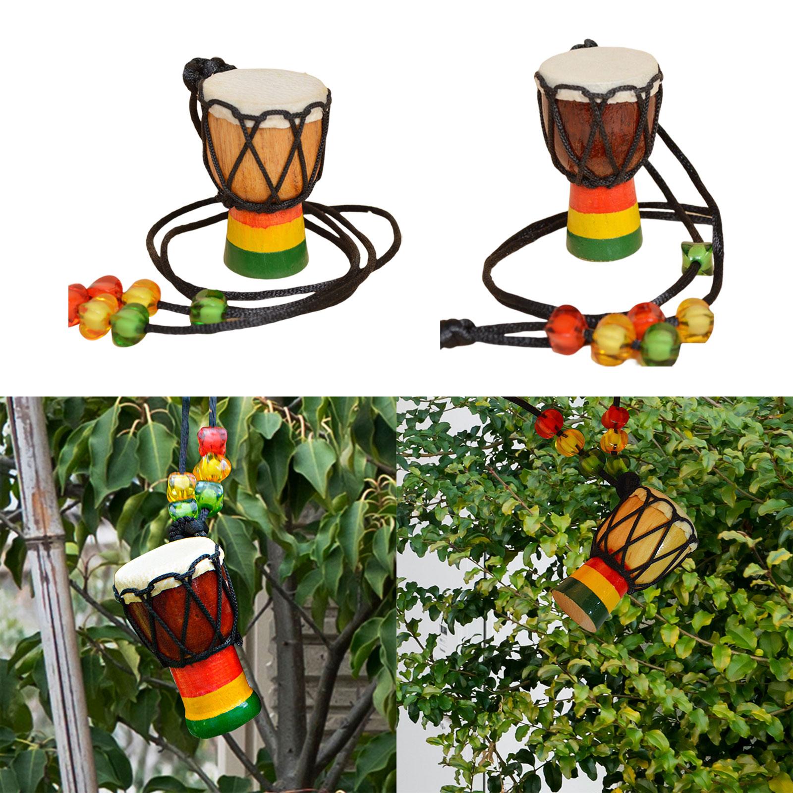 Wood Djembe Pendant Instrument Hand Drums Neck Hanging for Party Supplies Wood