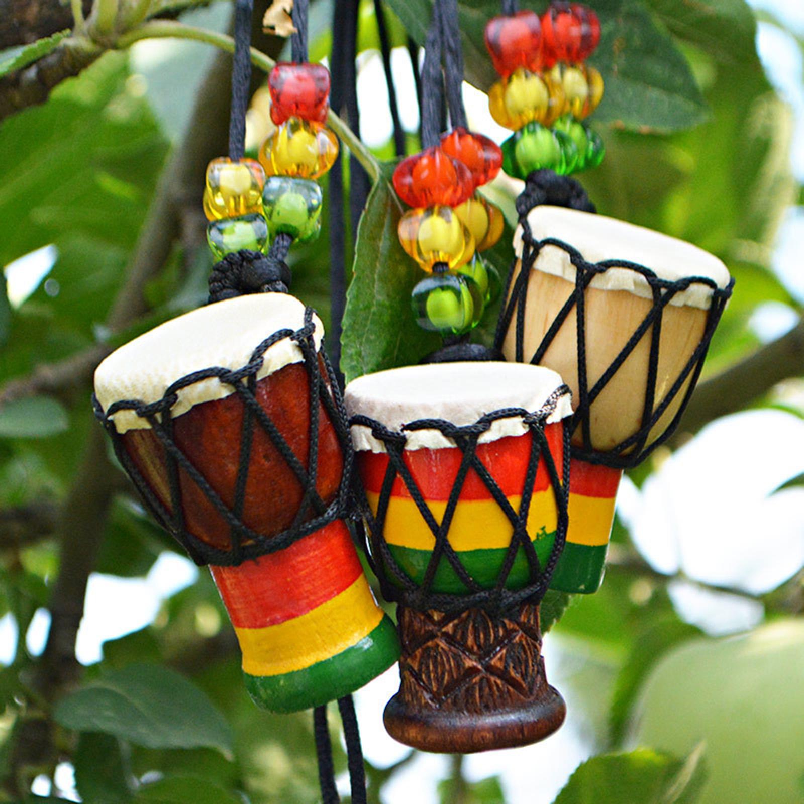 Wood Djembe Pendant Instrument Hand Drums Neck Hanging for Party Supplies Wood