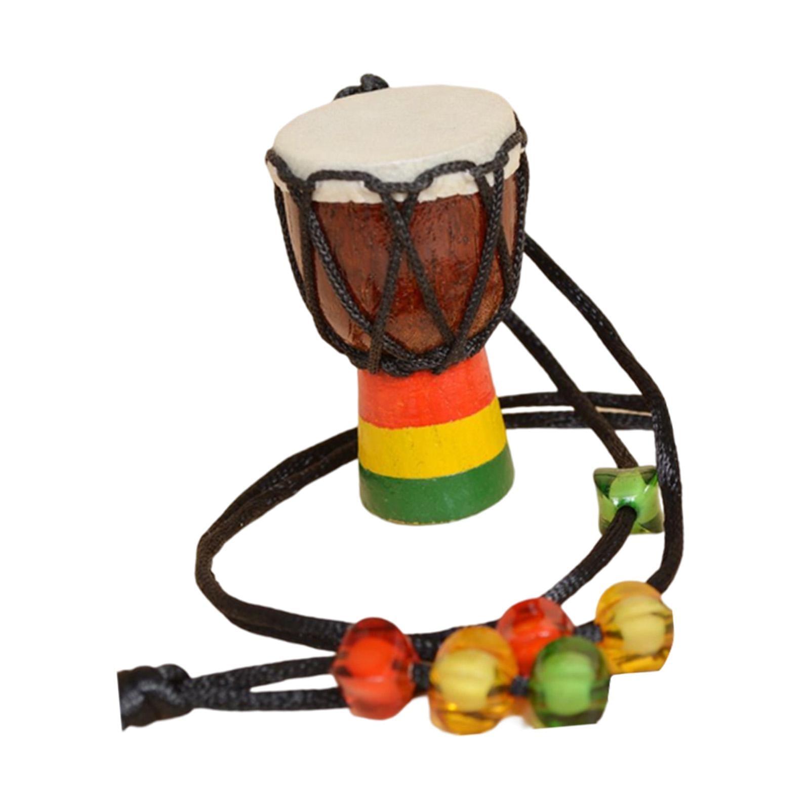 Wood Djembe Pendant Instrument Hand Drums Neck Hanging for Party Supplies Brown