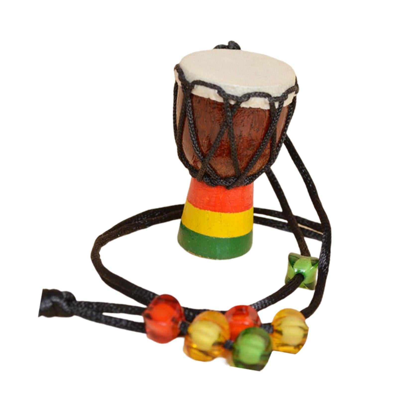 Wood Djembe Pendant Instrument Hand Drums Neck Hanging for Party Supplies Brown