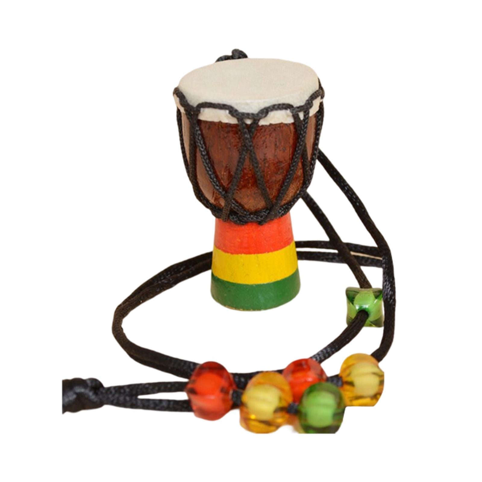 Wood Djembe Pendant Instrument Hand Drums Neck Hanging for Party Supplies Brown