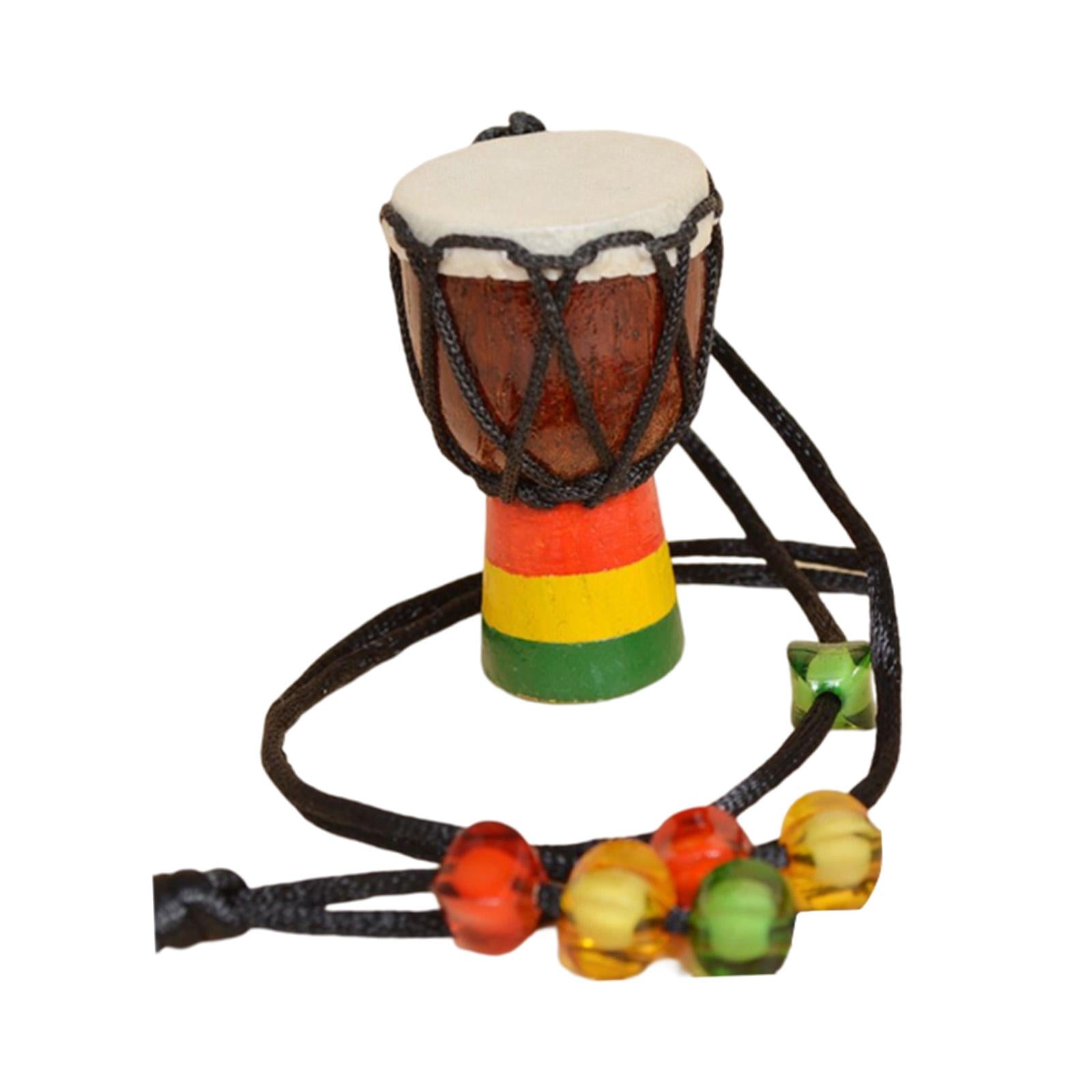 Wood Djembe Pendant Instrument Hand Drums Neck Hanging for Party Supplies Brown