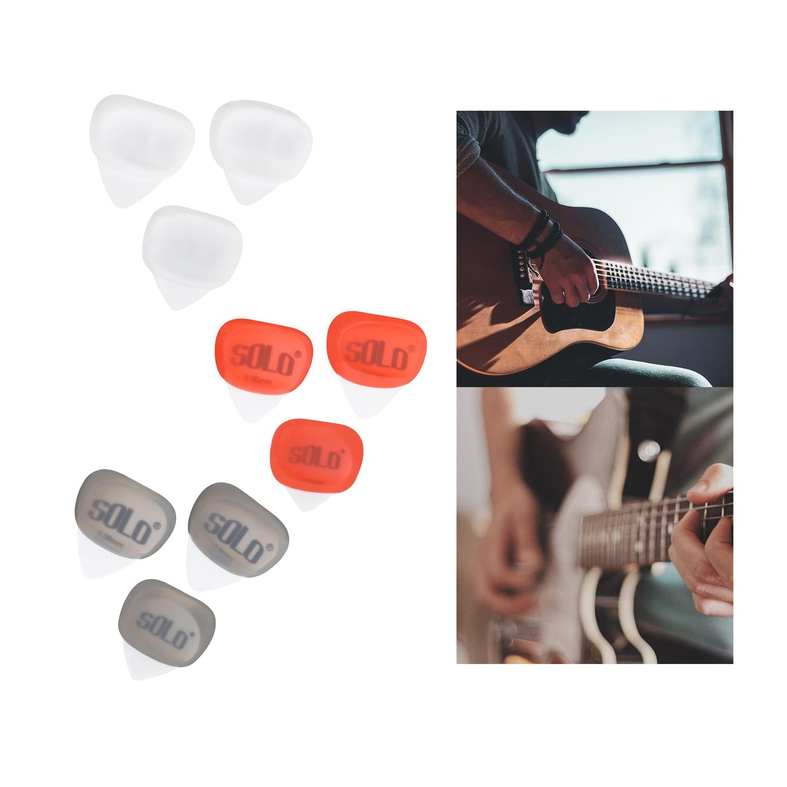 3Pcs Professional Guitar Picks Plectrums Silicone for Electric Guitar Banjo White