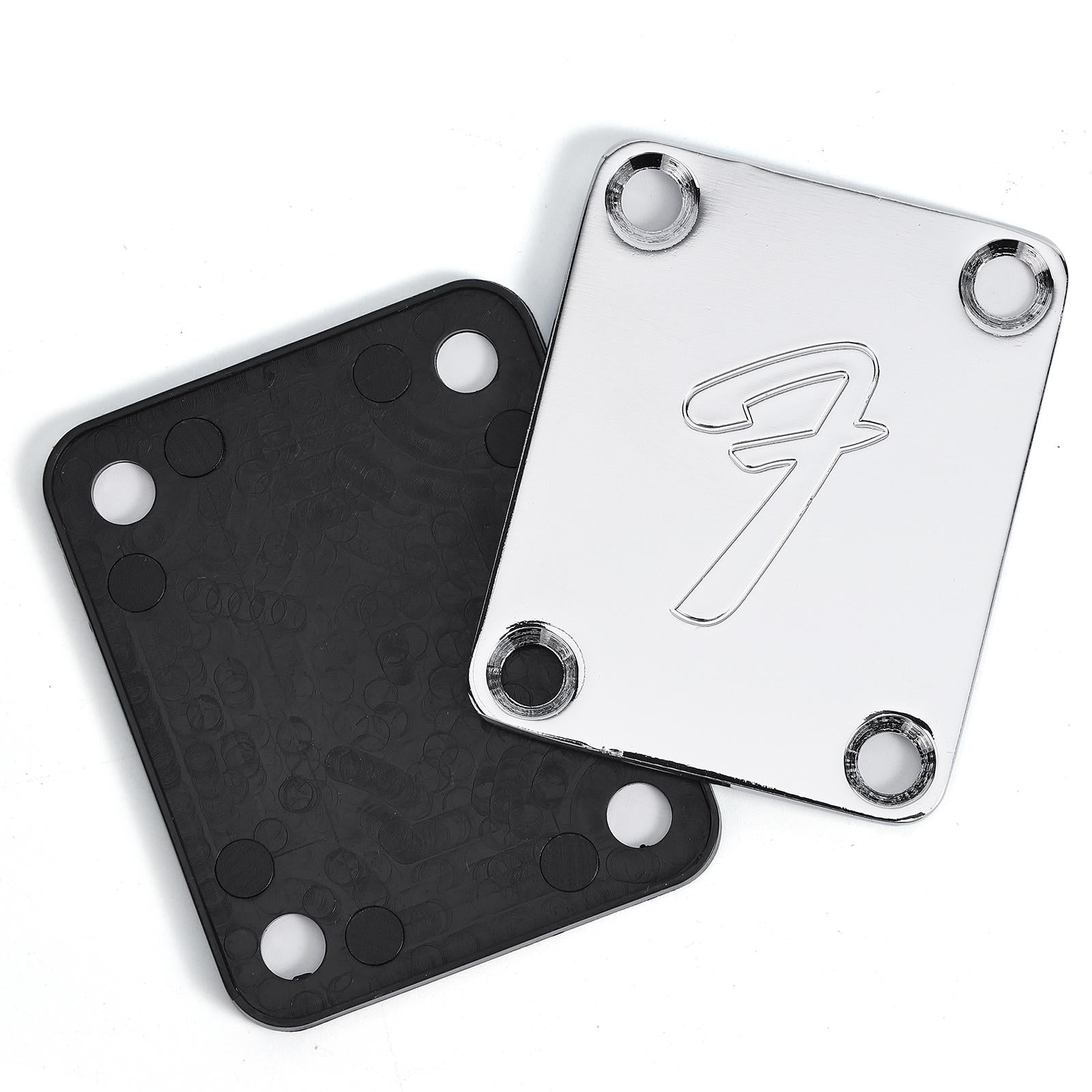 Guitar Neck Plate & Backplate Iron Neckplate with Screws for Electric Guitar Argent