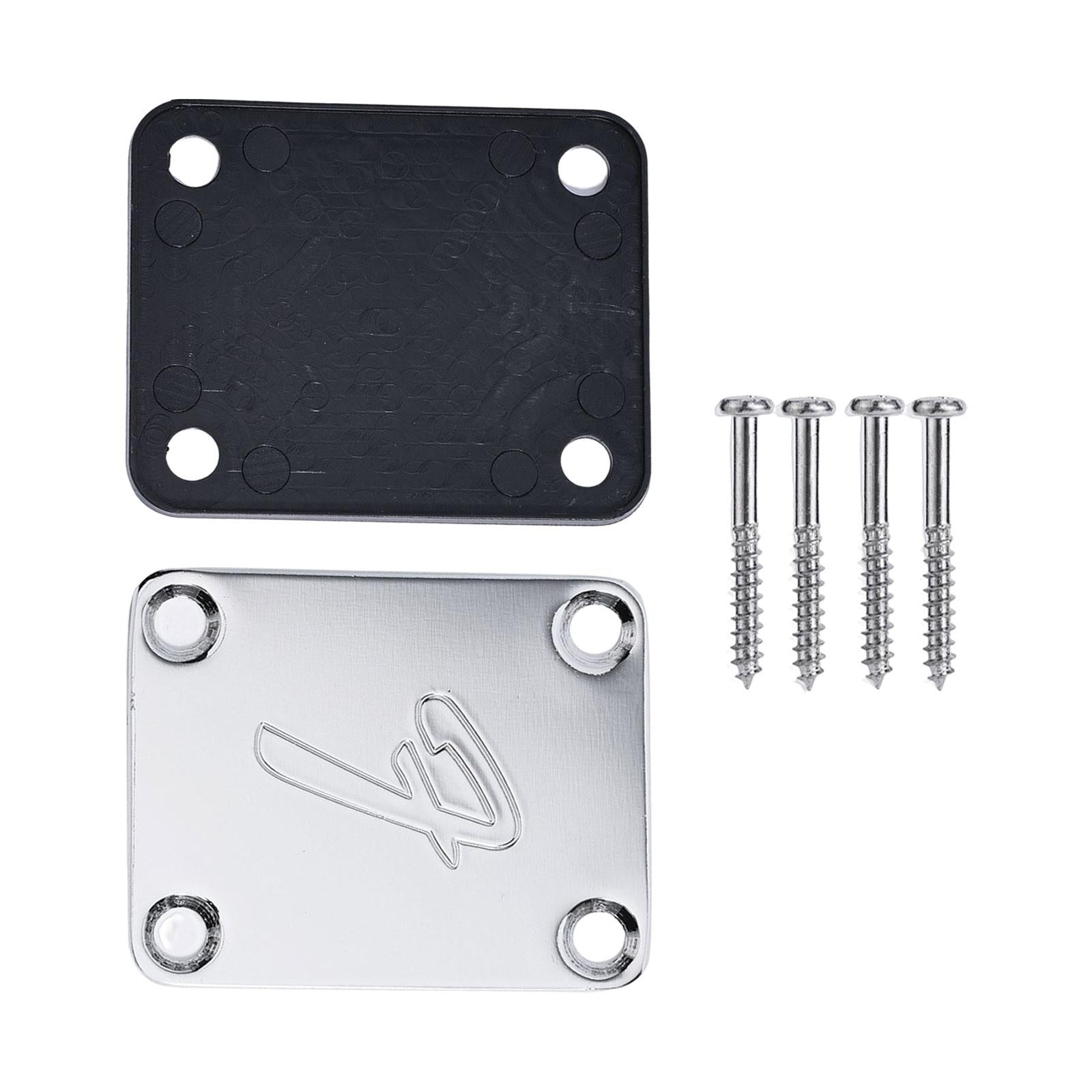 Guitar Neck Plate & Backplate Iron Neckplate with Screws for Electric Guitar Argent