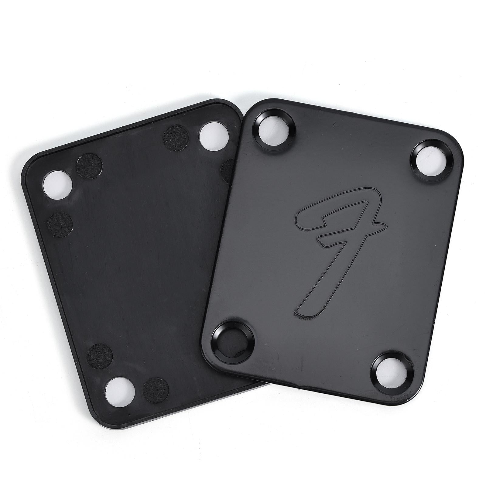 Guitar Neck Plate & Backplate Iron Neckplate with Screws for Electric Guitar Black