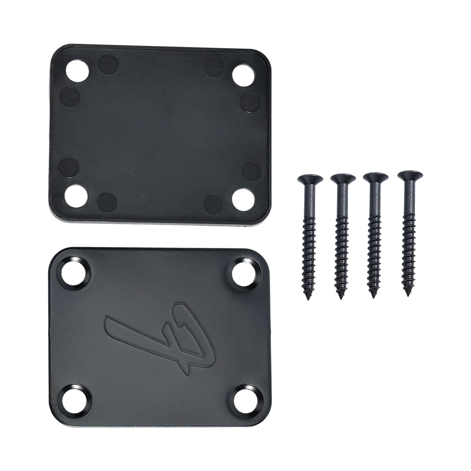 Guitar Neck Plate & Backplate Iron Neckplate with Screws for Electric Guitar Black