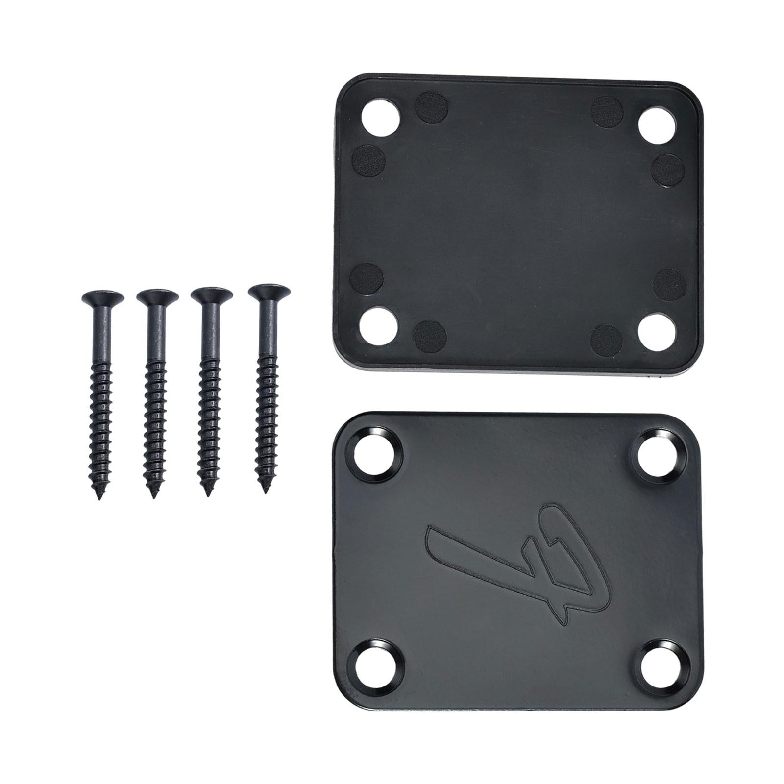 Guitar Neck Plate & Backplate Iron Neckplate with Screws for Electric Guitar Black