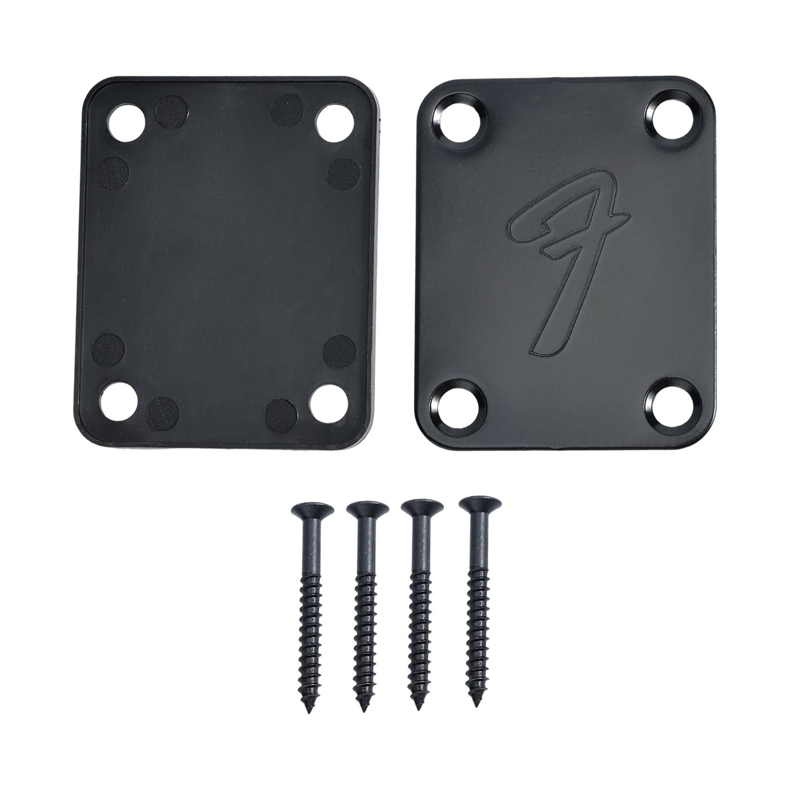 Guitar Neck Plate & Backplate Iron Neckplate with Screws for Electric Guitar Black