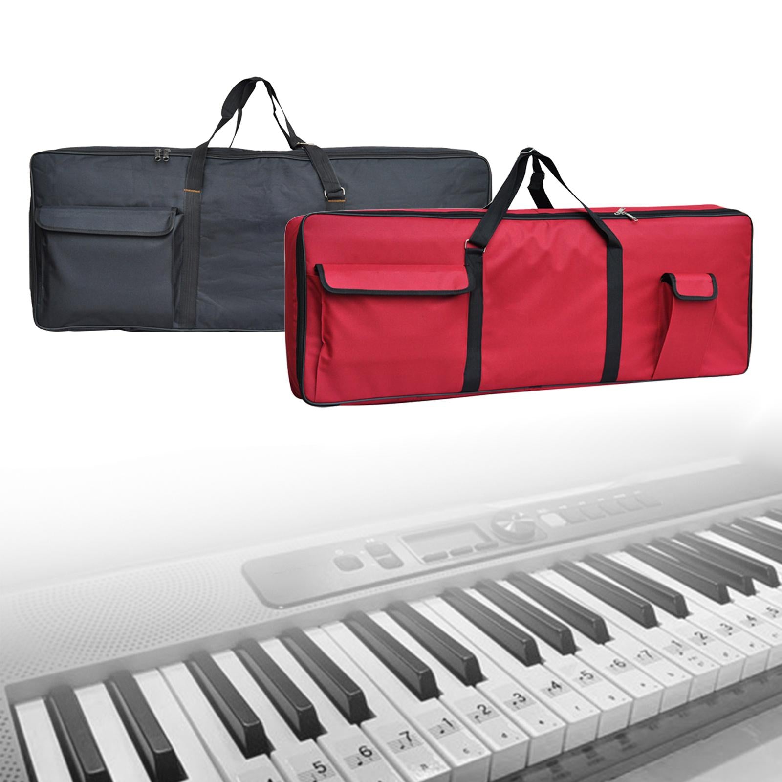 Electronic Keyboard Storage Case Waterproof Dual Zipper for Band Players Black