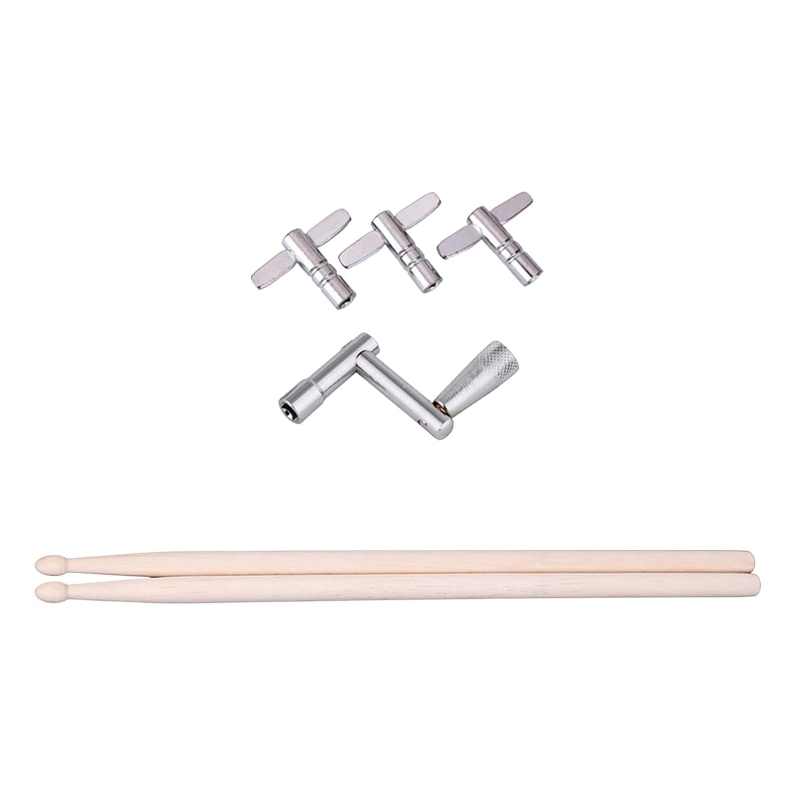 Wood Drumsticks and Drum Tuning Keys Cymbal Mallets for Snare Drum 7A