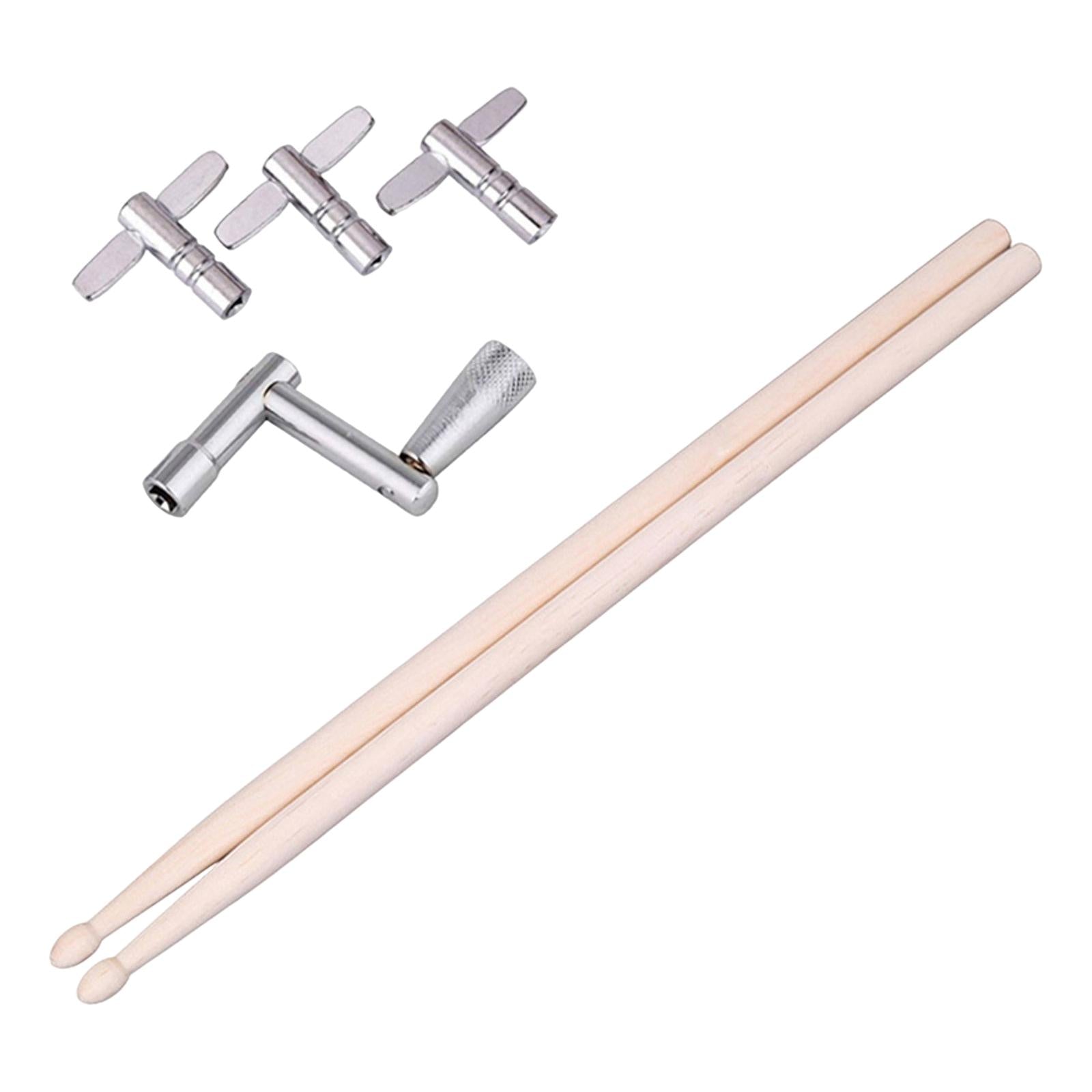 Wood Drumsticks and Drum Tuning Keys Cymbal Mallets for Snare Drum 7A