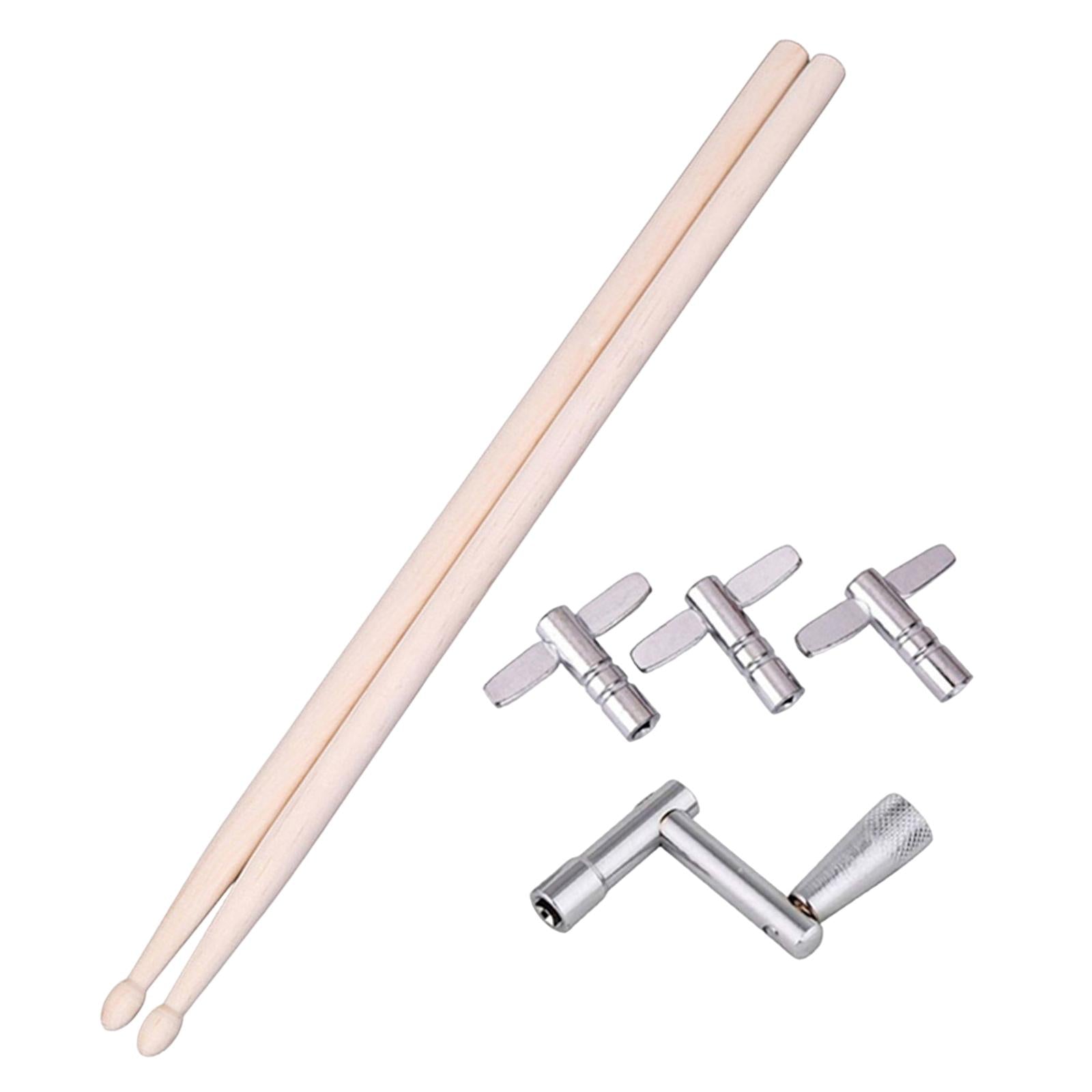 Wood Drumsticks and Drum Tuning Keys Cymbal Mallets for Snare Drum 7A