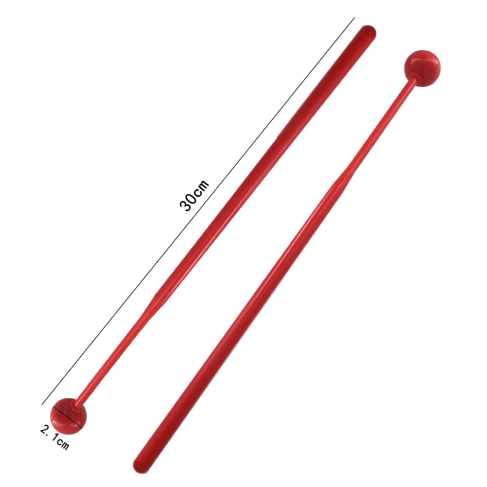 2 Pieces Plastic Drum Percussion Sticks 30cm for Woodblock Kids Energy Chime Red