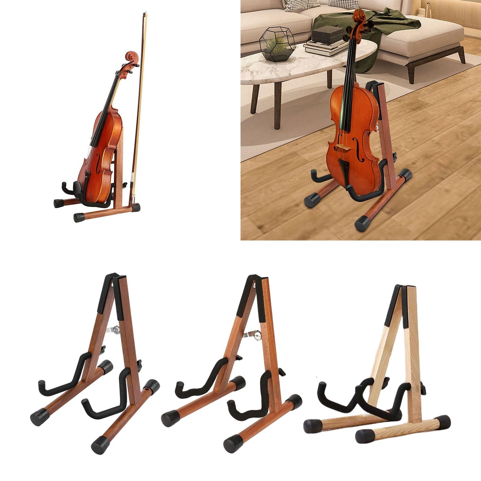 Floor Violin Stand Holder Bass Stand for Bass Musical Instrument Brown