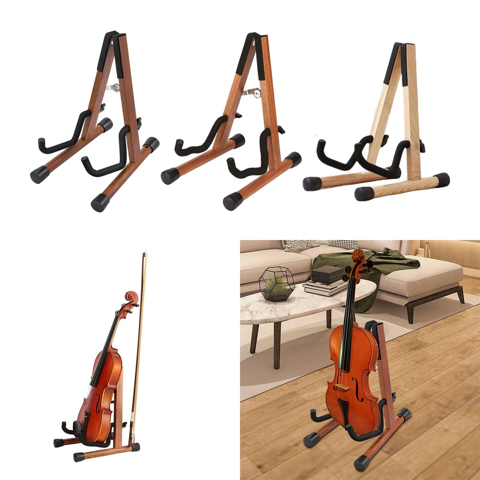 Floor Violin Stand Holder Bass Stand for Bass Musical Instrument Brown