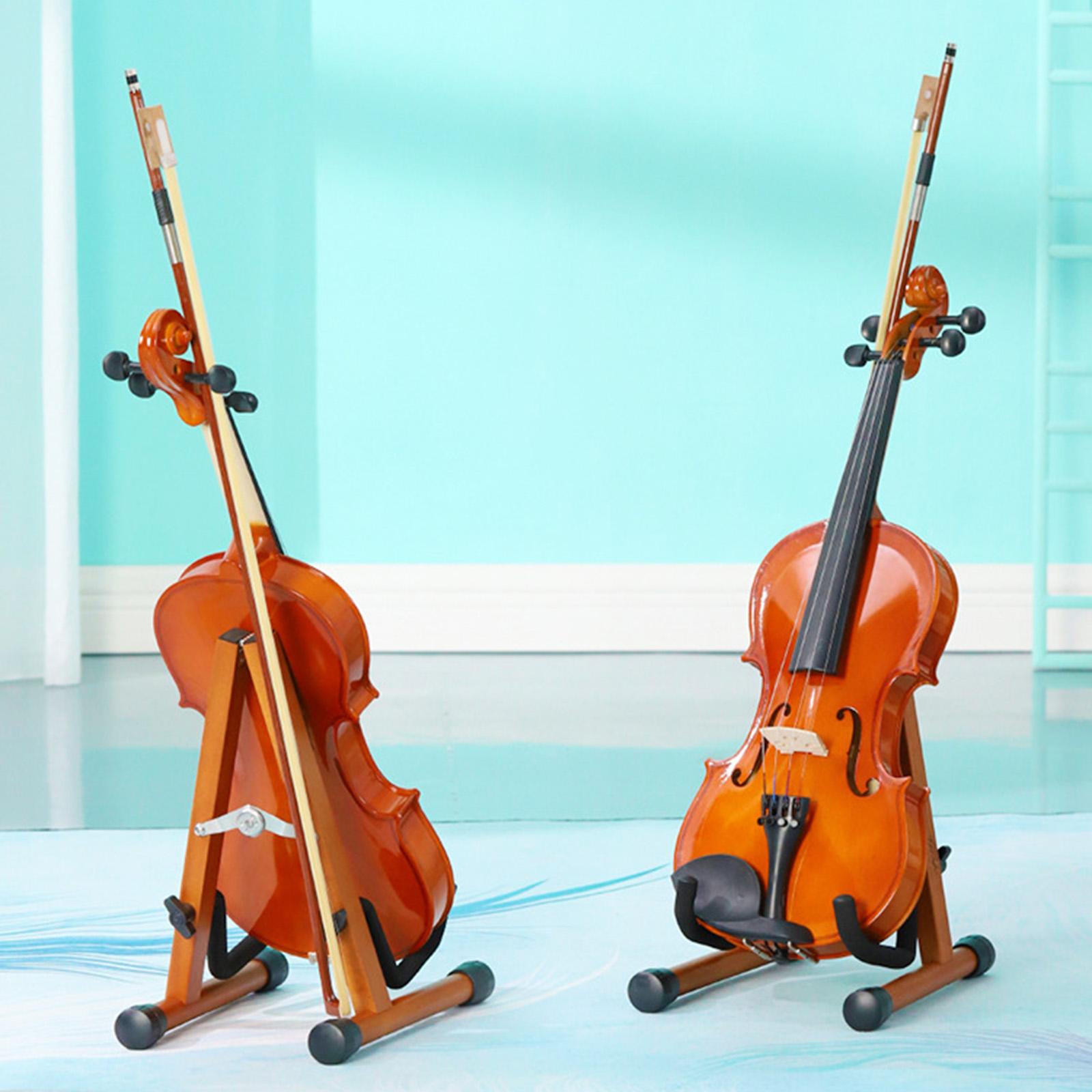 Floor Violin Stand Holder Bass Stand for Bass Musical Instrument Wood Color