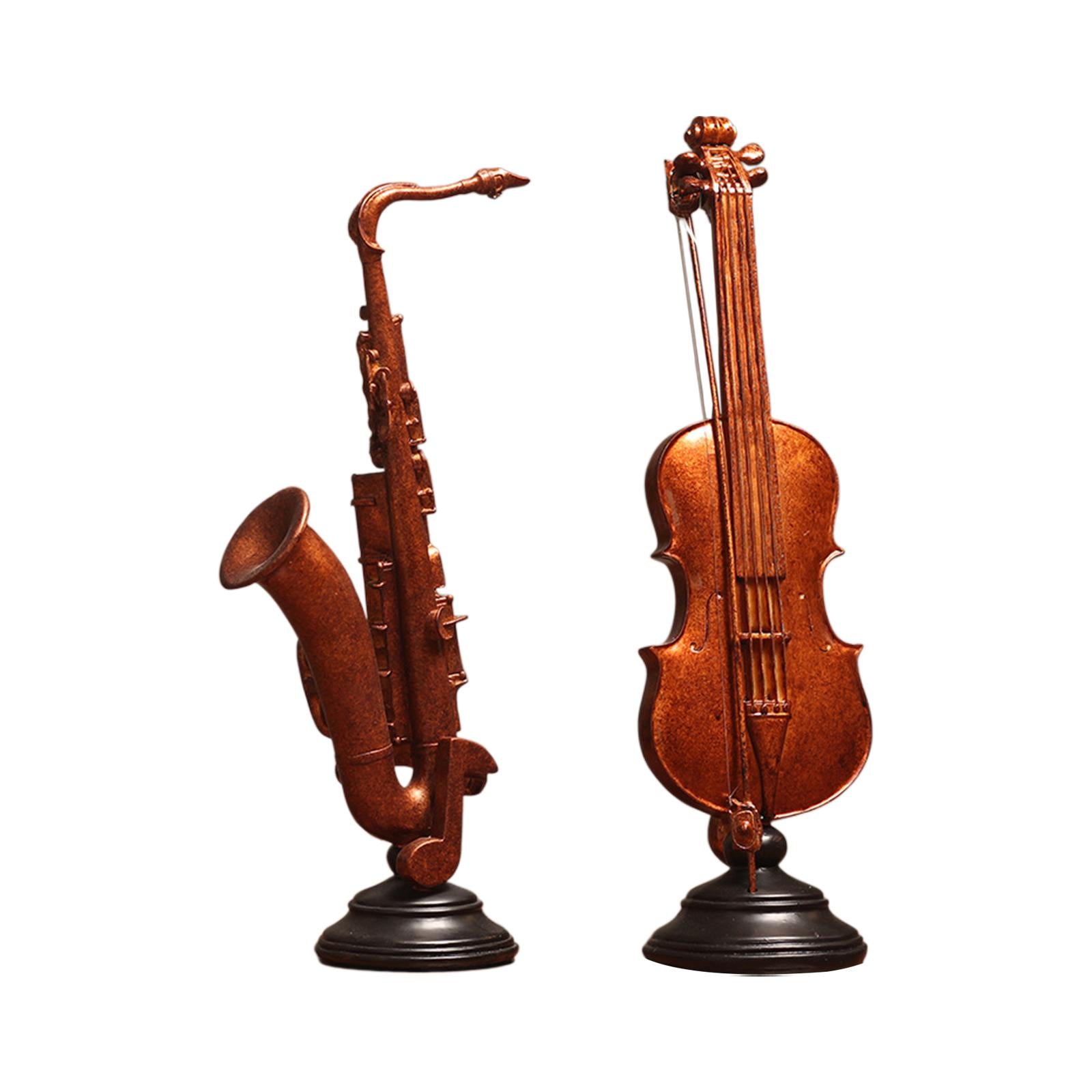 Musical Instrument Figurine with Base Creative Statue Cabinet Ornaments