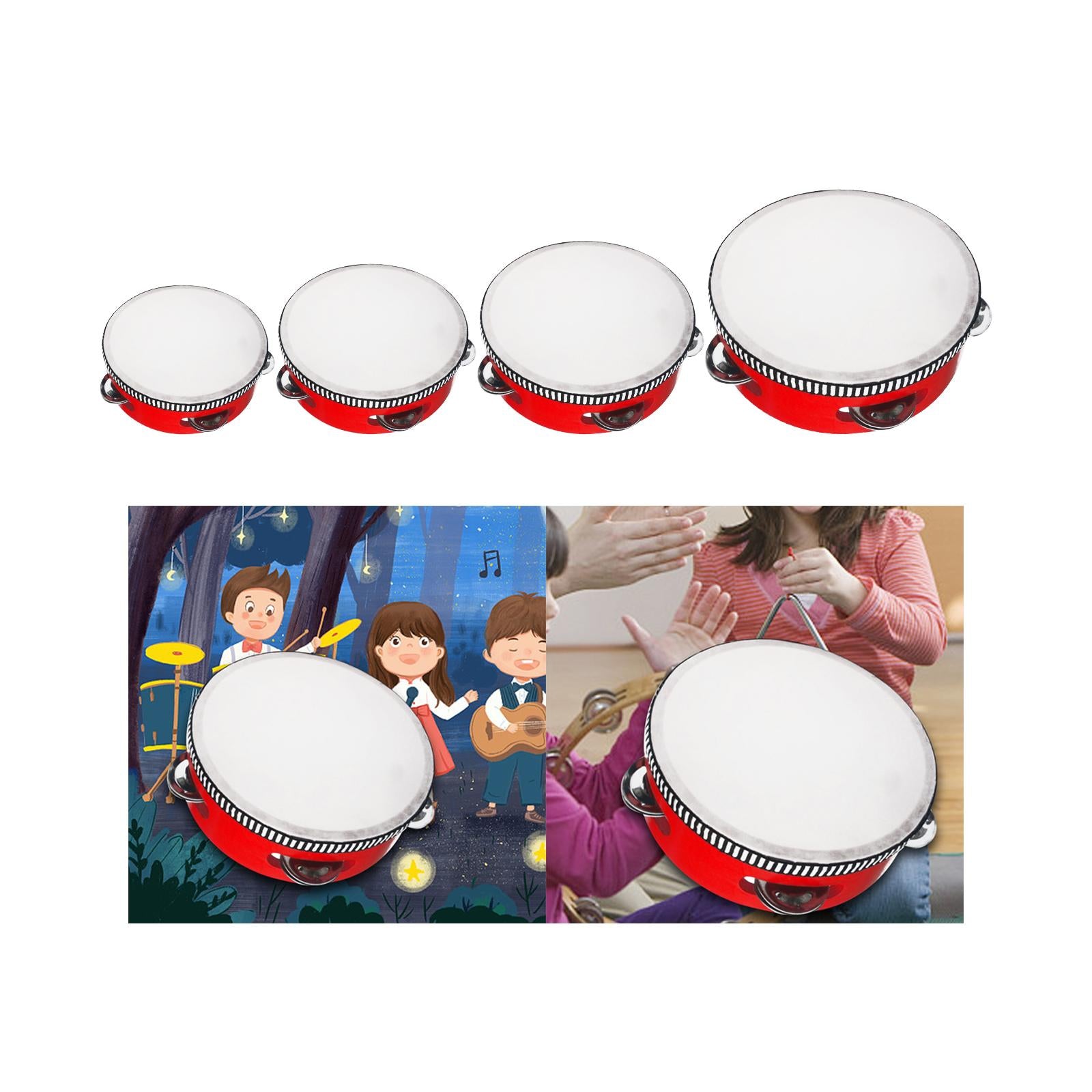 Wooden Hand Held Drum Kids Musical Toys Percussion Hand Drum for Family 4inch