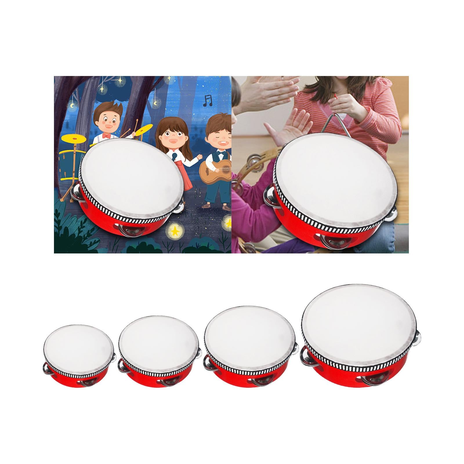 Wooden Hand Held Drum Kids Musical Toys Percussion Hand Drum for Family 4inch