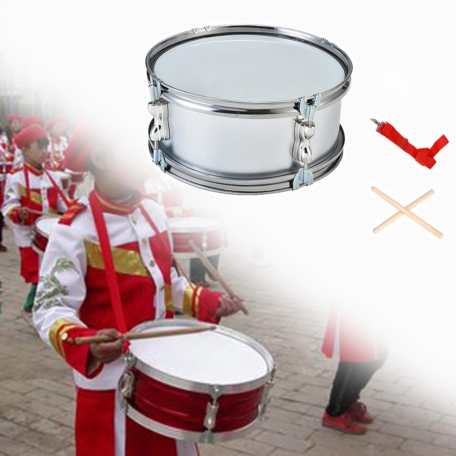 11inch Snare Drum with Gloves Percussion Instrument for Kids Girls Beginners Argent