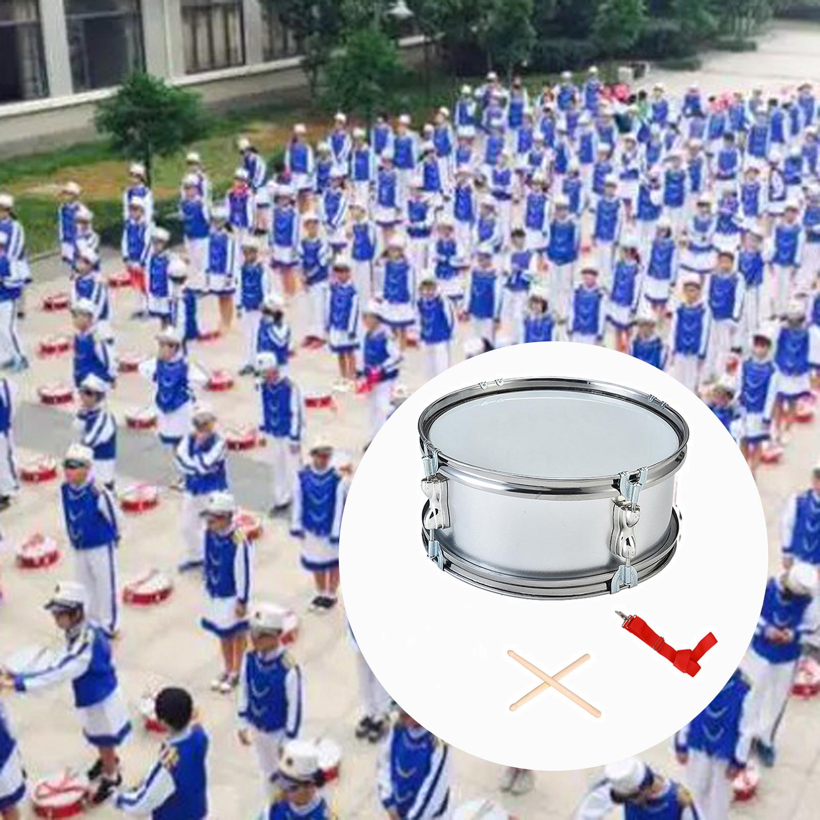 11inch Snare Drum with Gloves Percussion Instrument for Kids Girls Beginners Argent