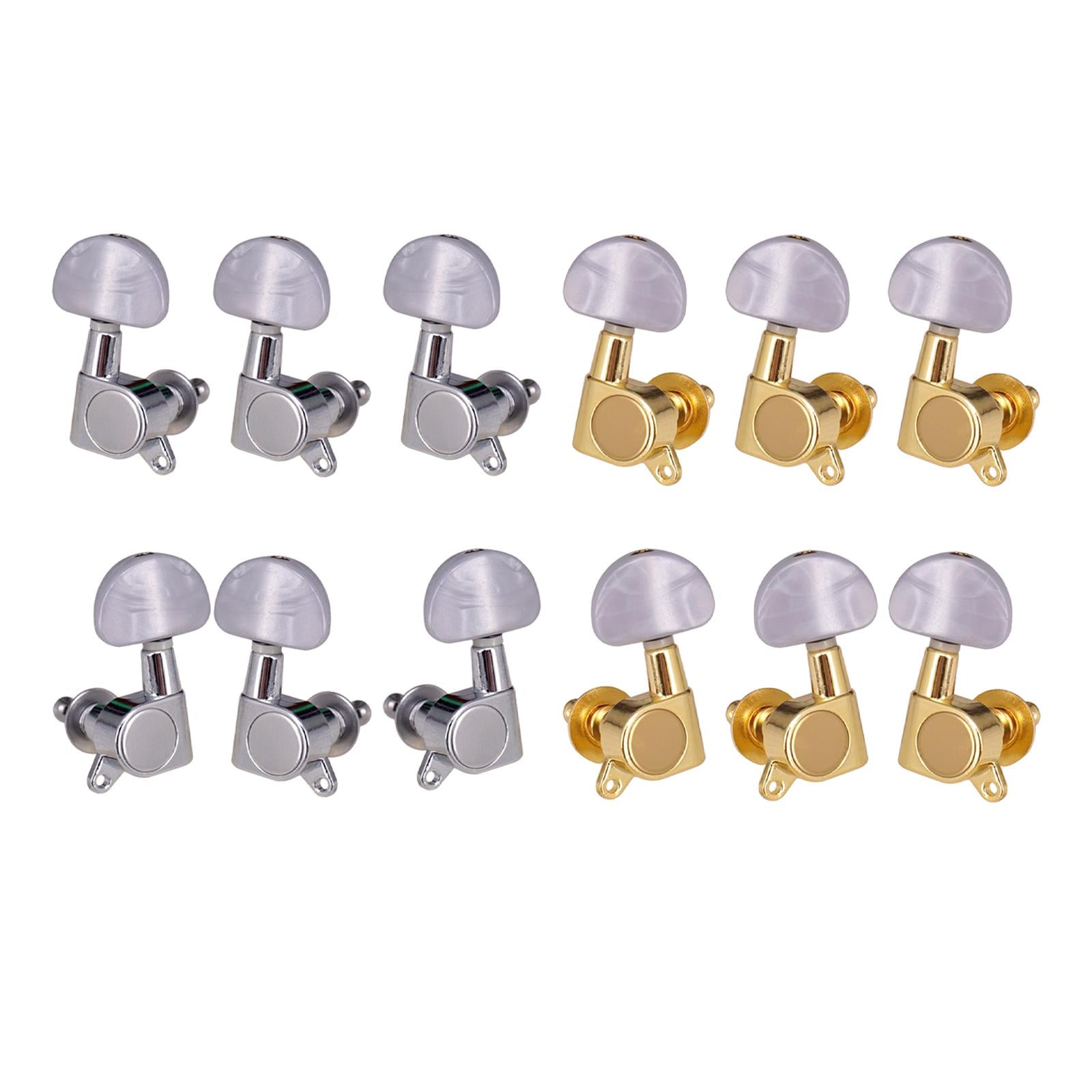 6 Pieces Locking Guitar String Tuning Pegs for Electric Folk Guitars Guitars 2L 4R Argent