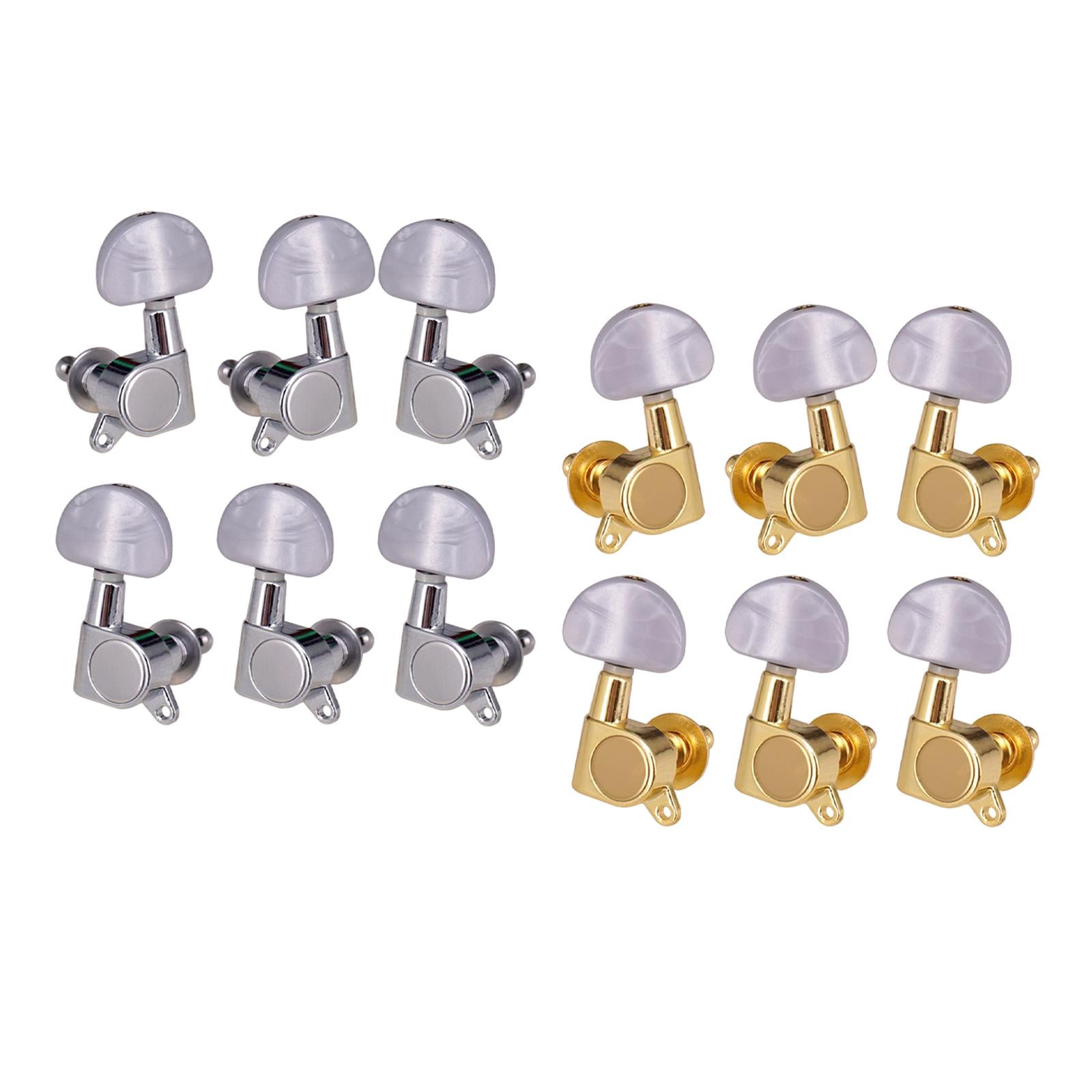 6 Pieces Locking Guitar String Tuning Pegs for Electric Folk Guitars Guitars 2L 4R Argent