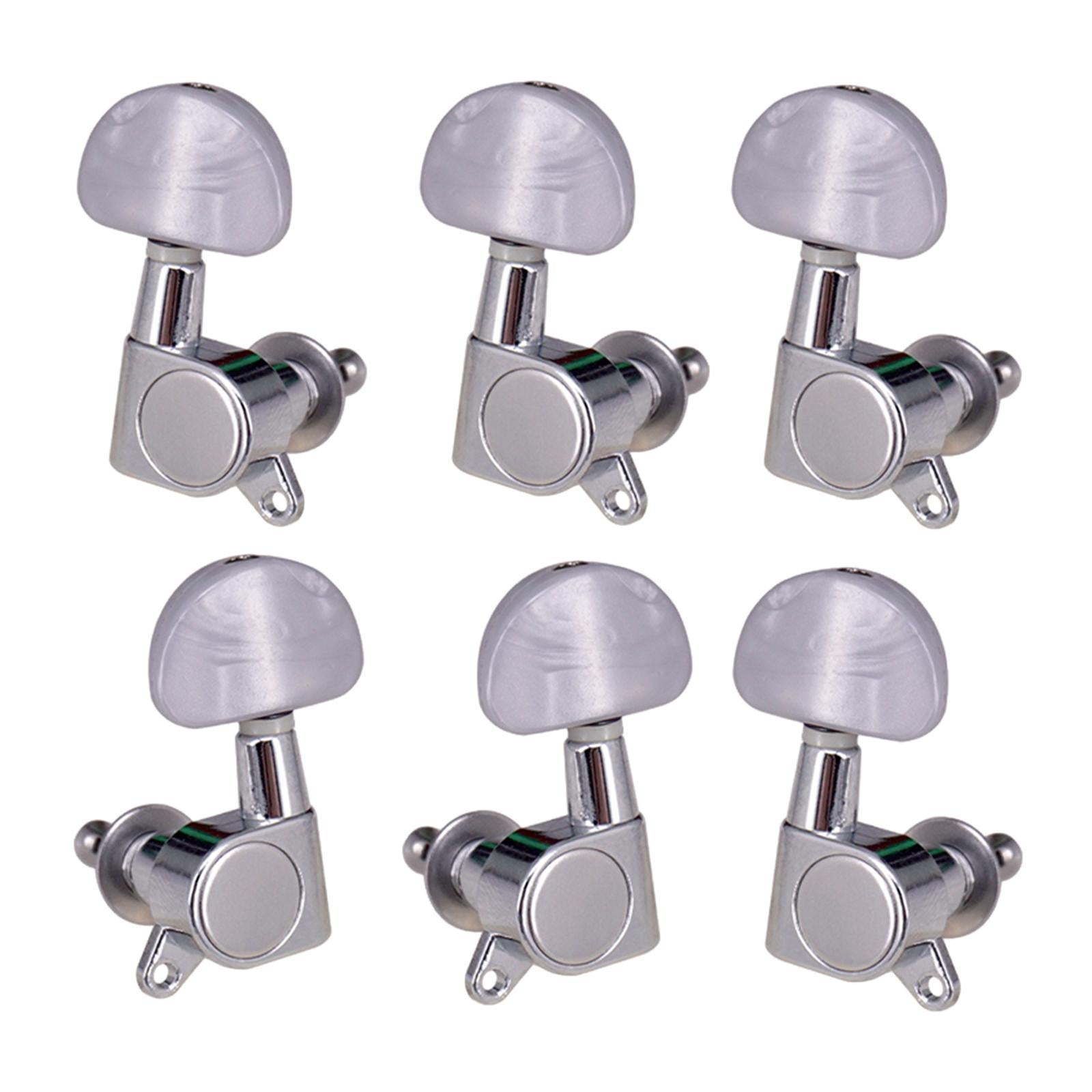 6 Pieces Locking Guitar String Tuning Pegs for Electric Folk Guitars Guitars 2L 4R Argent