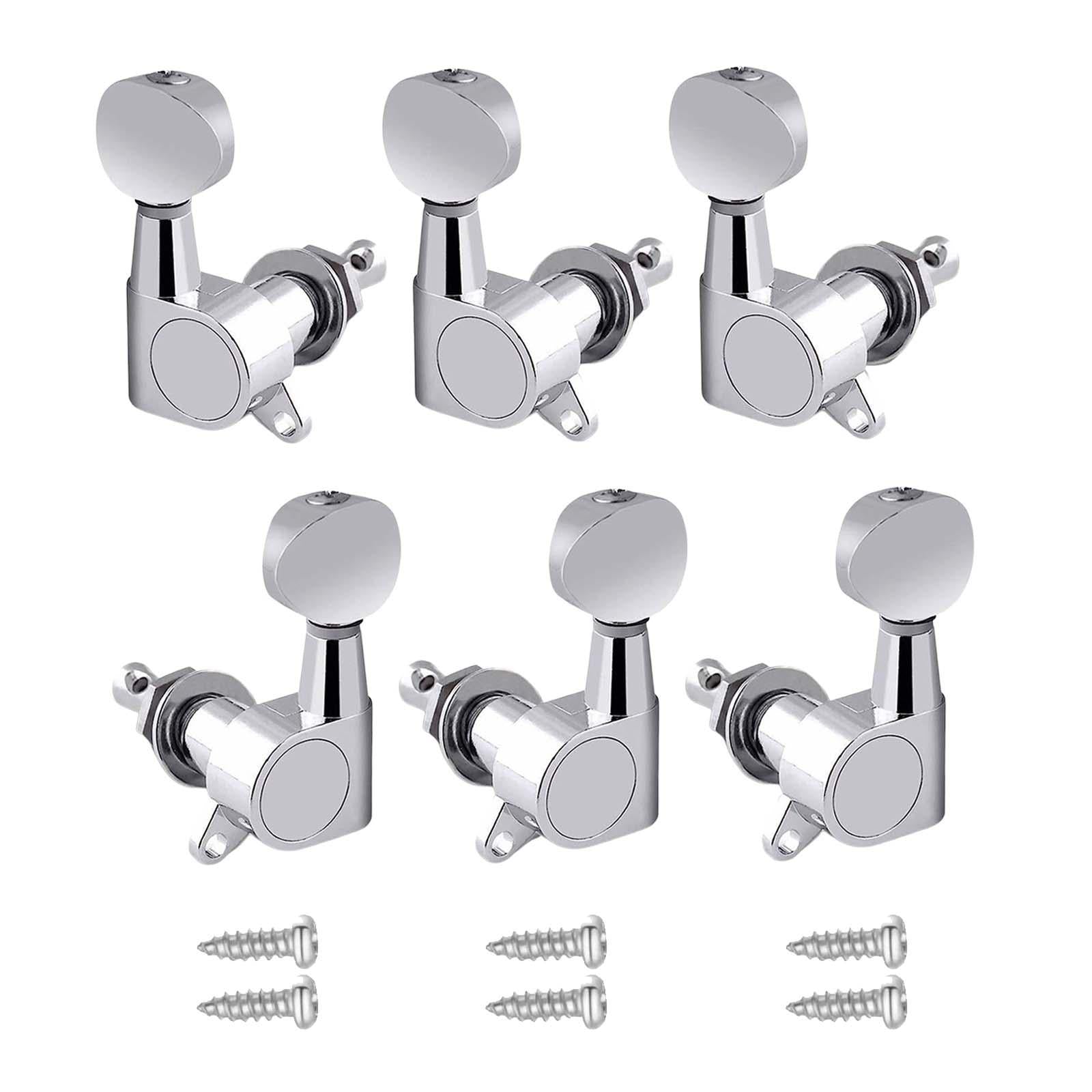 6x Guitar Tuning Pegs Sealed String Pegs for Classic Guitars Electric Guitar Argent 3L3R