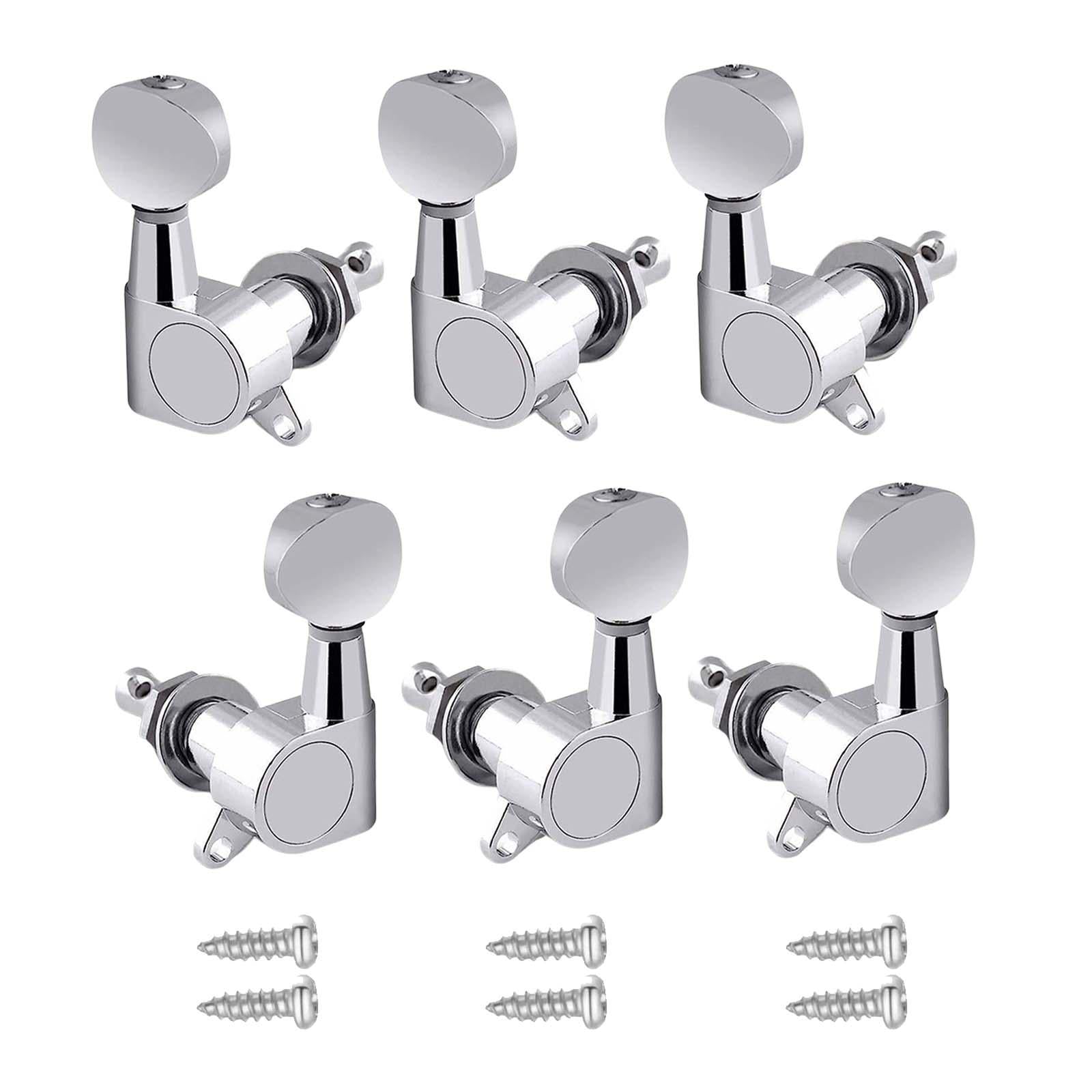 6x Guitar Tuning Pegs Sealed String Pegs for Classic Guitars Electric Guitar Argent 3L3R