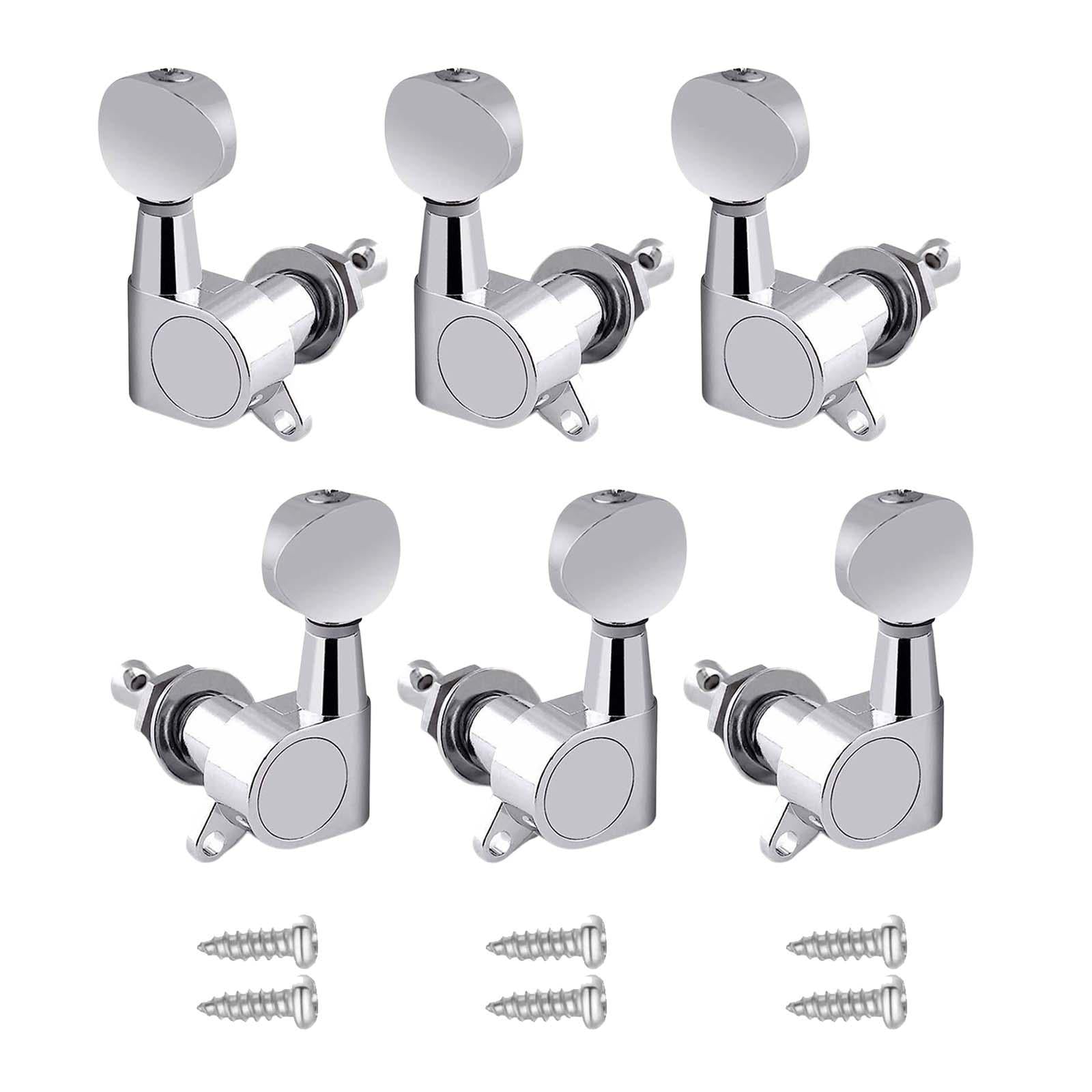 6x Guitar Tuning Pegs Sealed String Pegs for Classic Guitars Electric Guitar Argent 3L3R