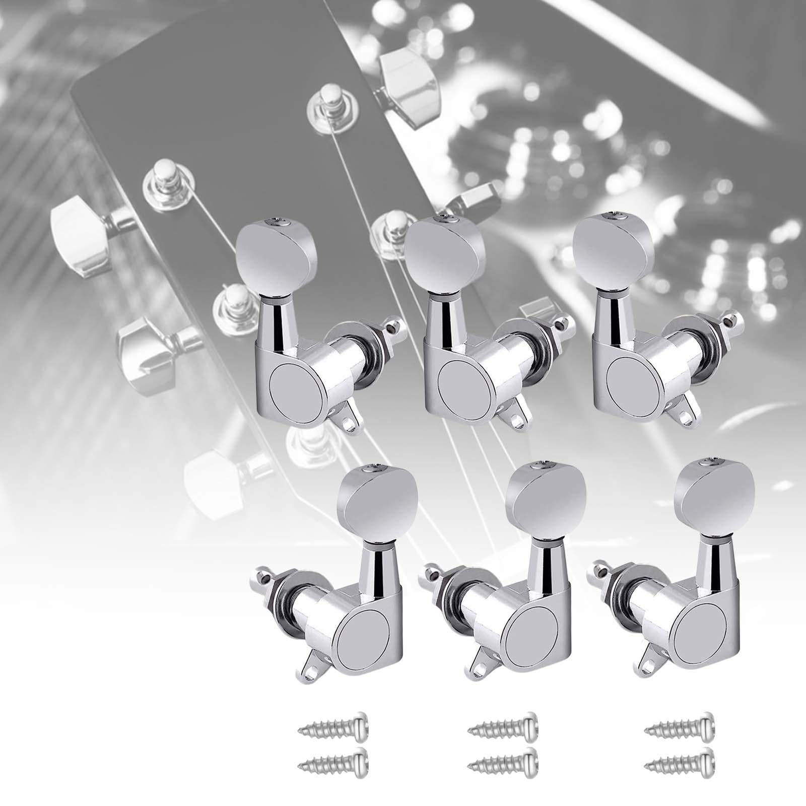 6x Guitar Tuning Pegs Sealed String Pegs for Classic Guitars Electric Guitar Argent 3L3R