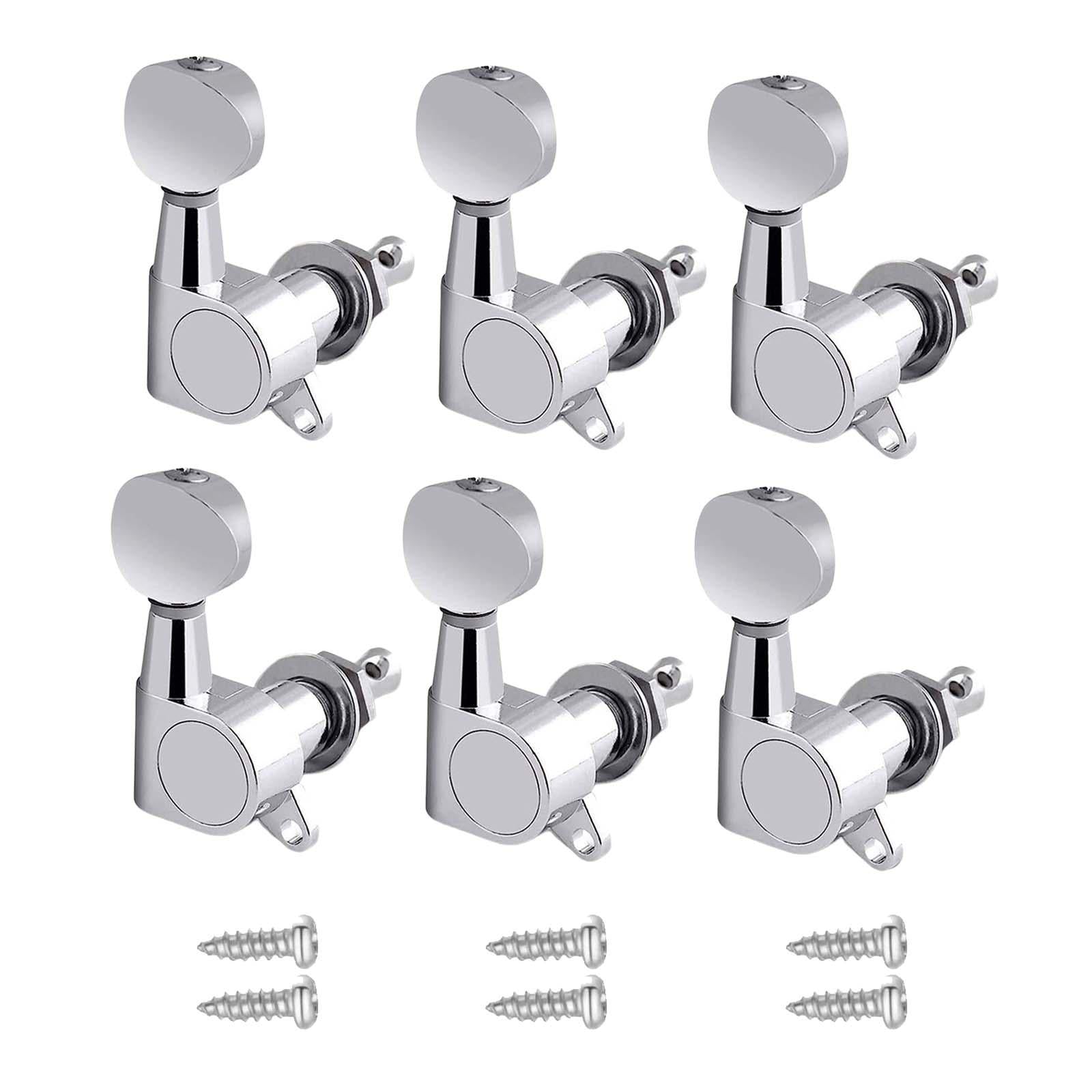 6x Guitar Tuning Pegs Sealed String Pegs for Classic Guitars Electric Guitar Argent 6R