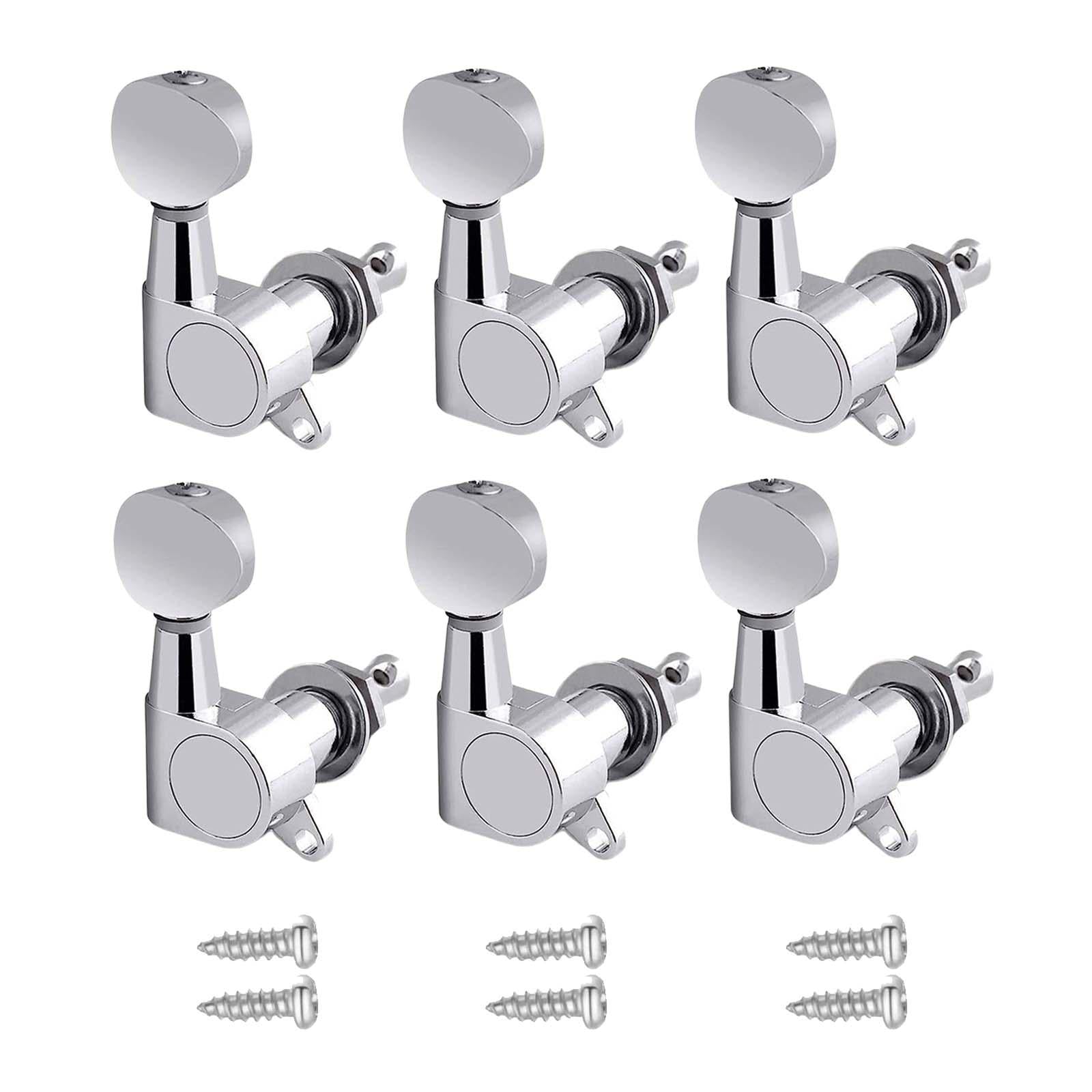 6x Guitar Tuning Pegs Sealed String Pegs for Classic Guitars Electric Guitar Argent 6R