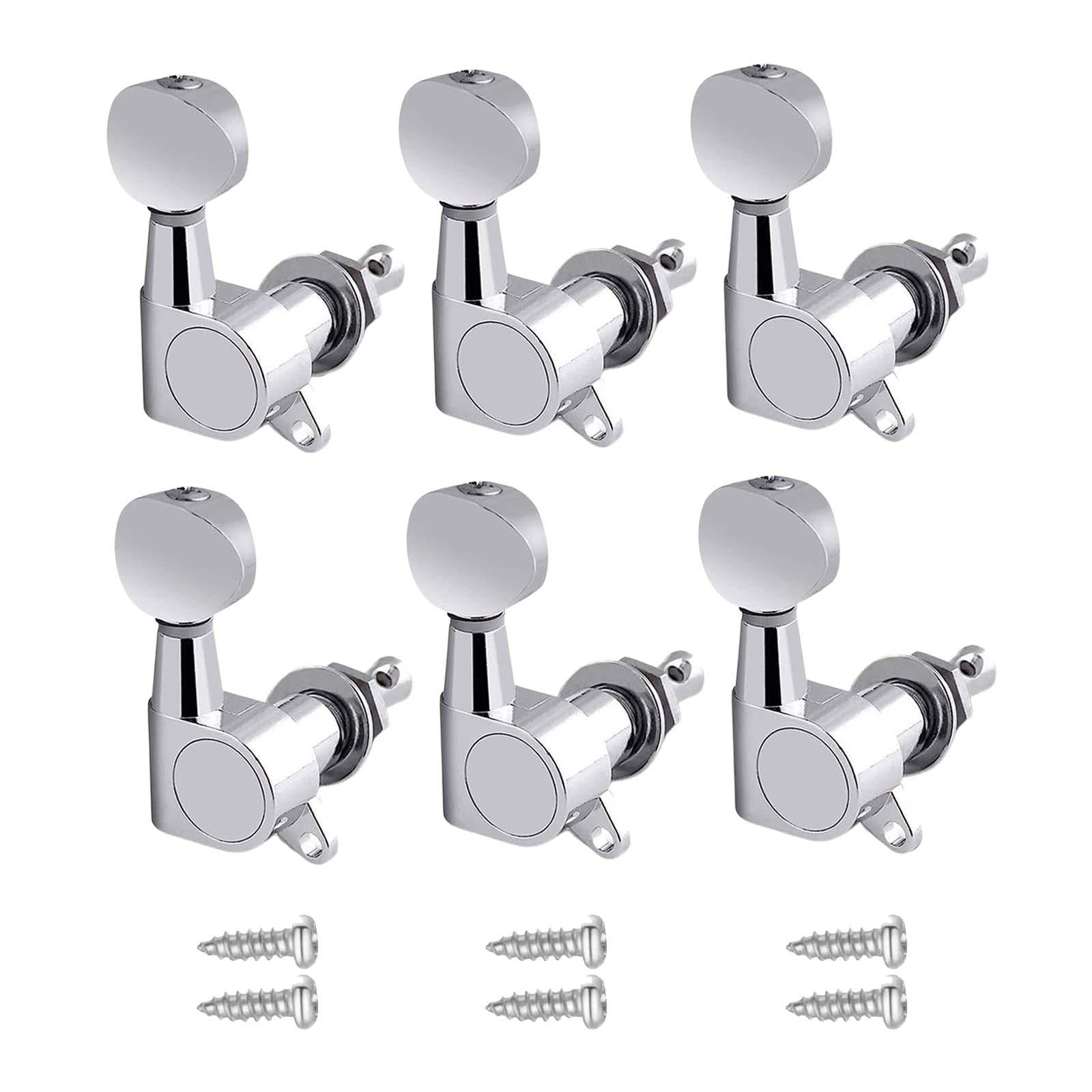 6x Guitar Tuning Pegs Sealed String Pegs for Classic Guitars Electric Guitar Argent 6R